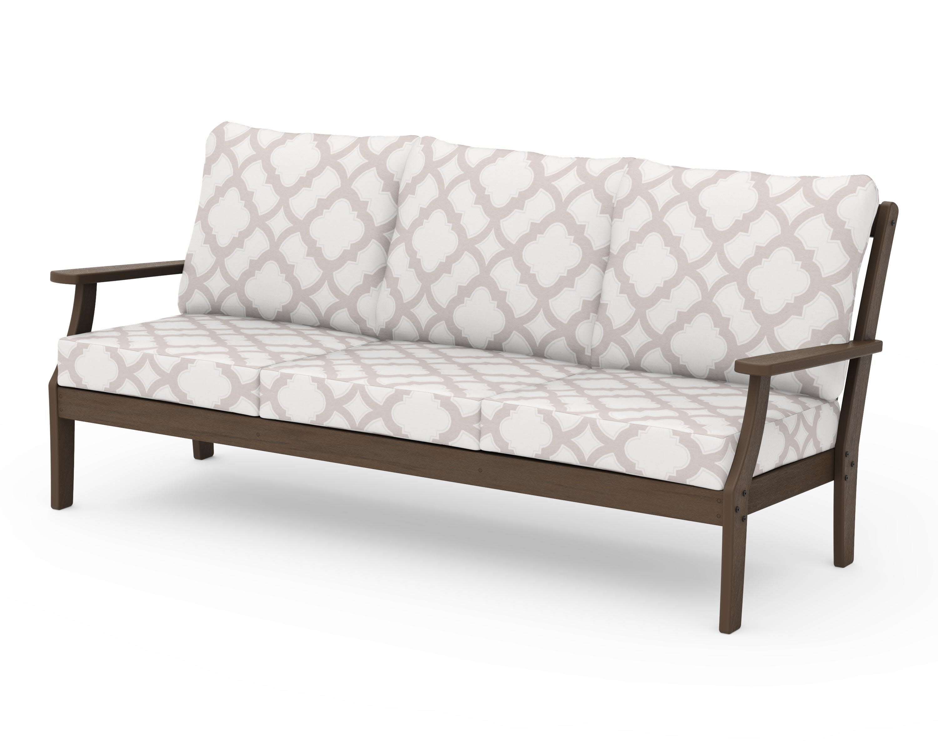 Braxton Deep Seating Sofa in Kona / Trellis Dune Burlap