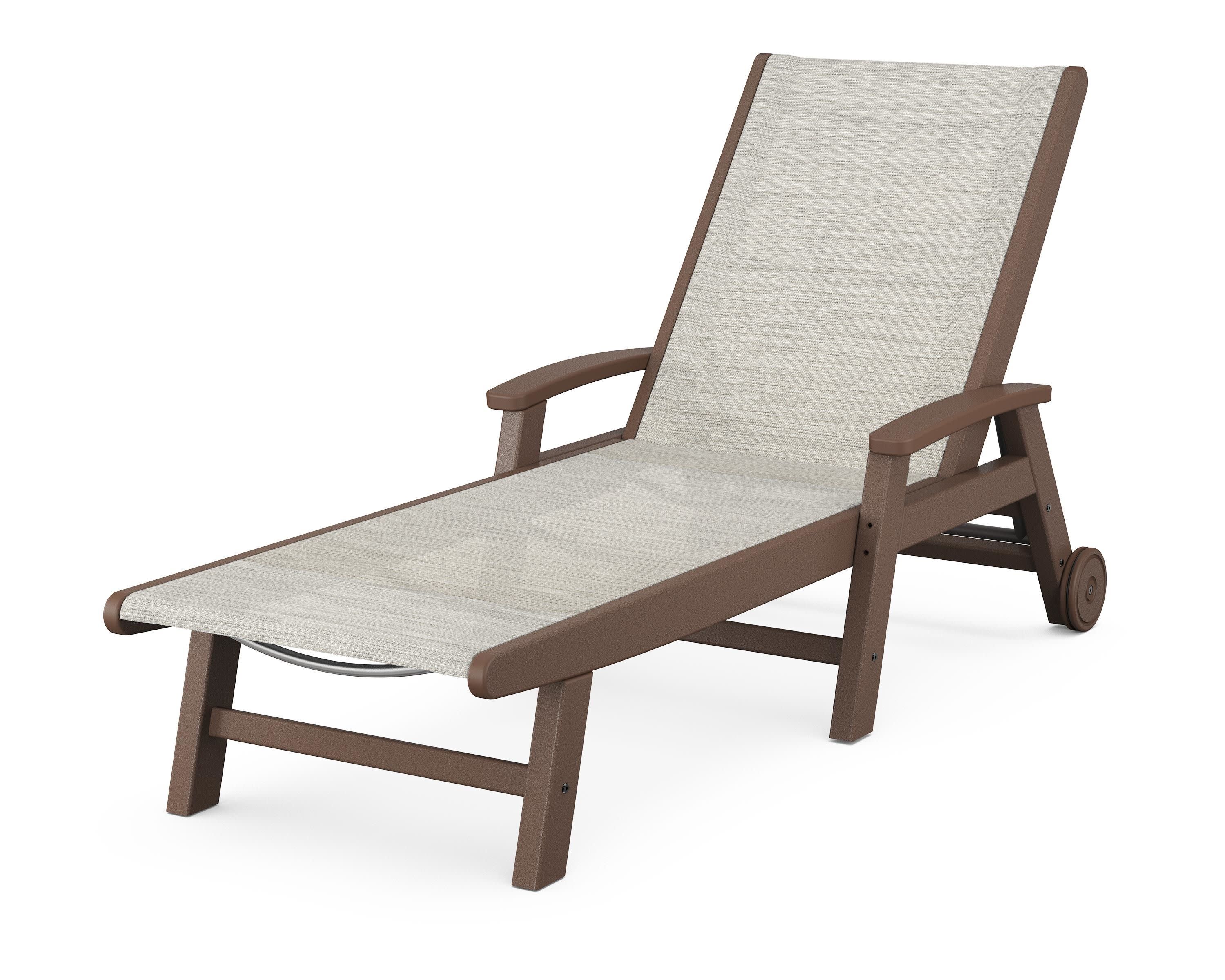 Coastal Chaise with Wheels in Mahogany / Birch Sling