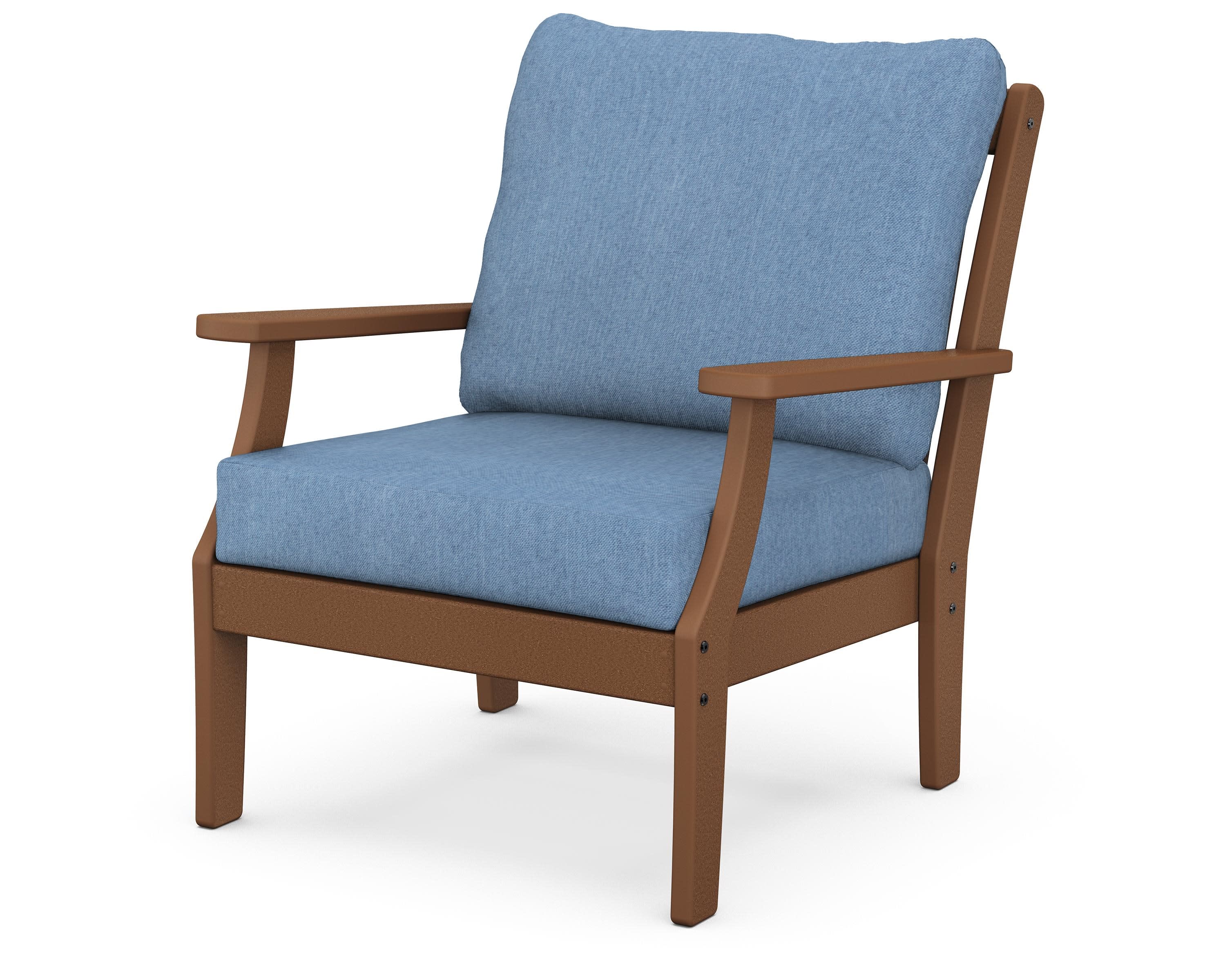 Braxton Deep Seating Chair in Teak / Sky Blue