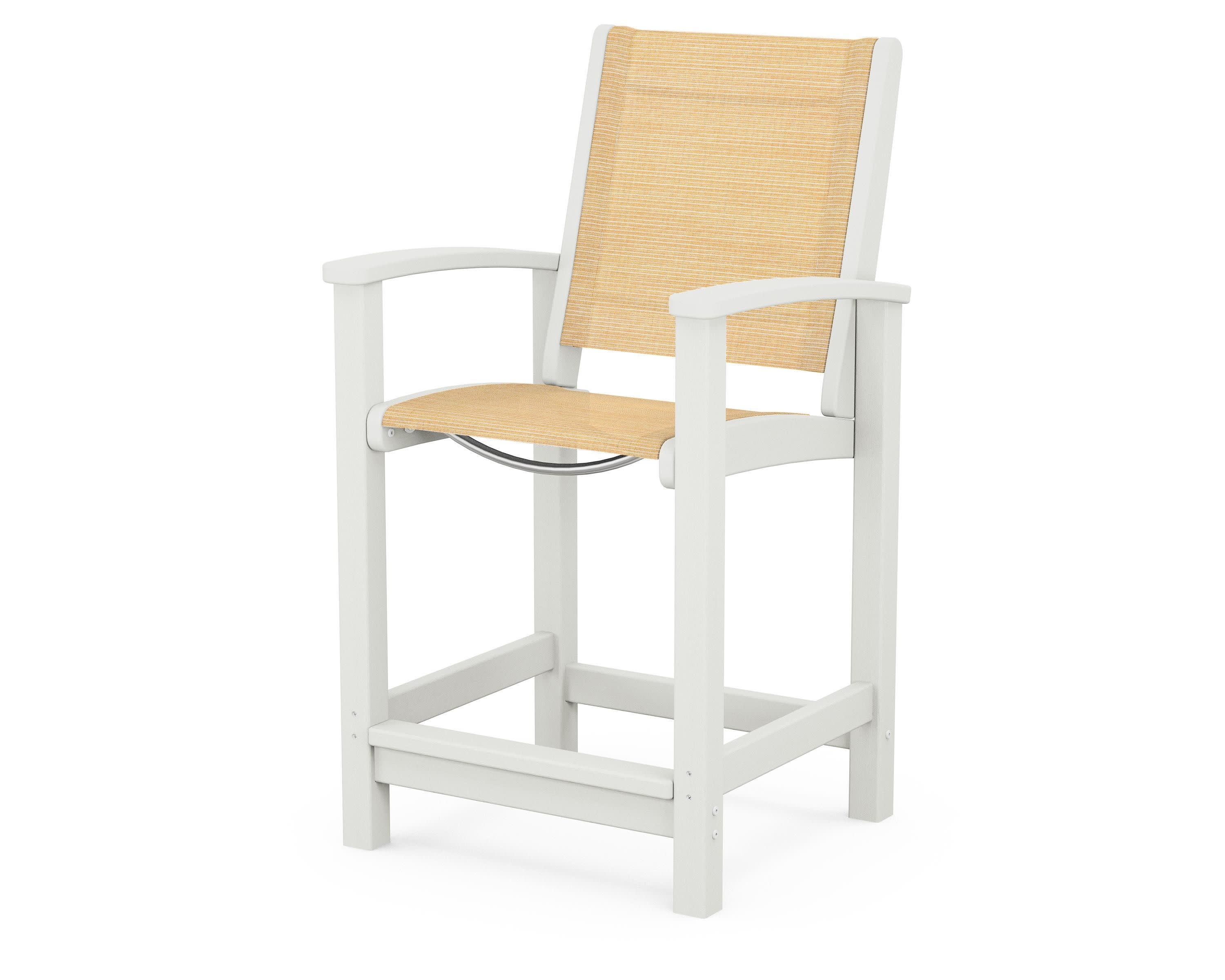 Coastal Counter Chair in Vintage White / Dupioni Apricot Sling