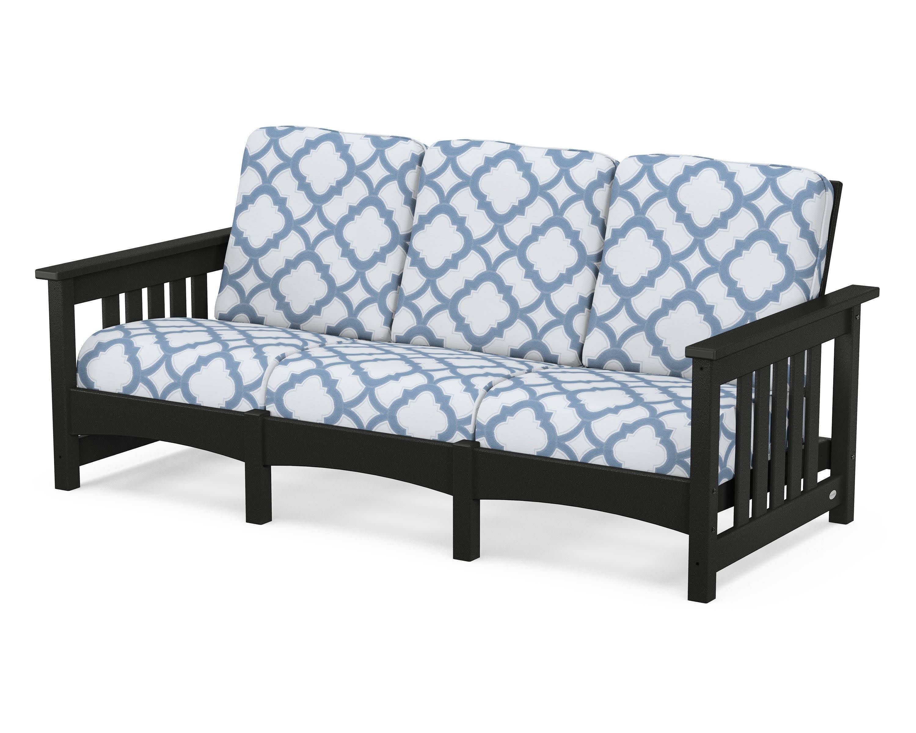 Club Mission Sofa in Black / Trellis Sky Blue