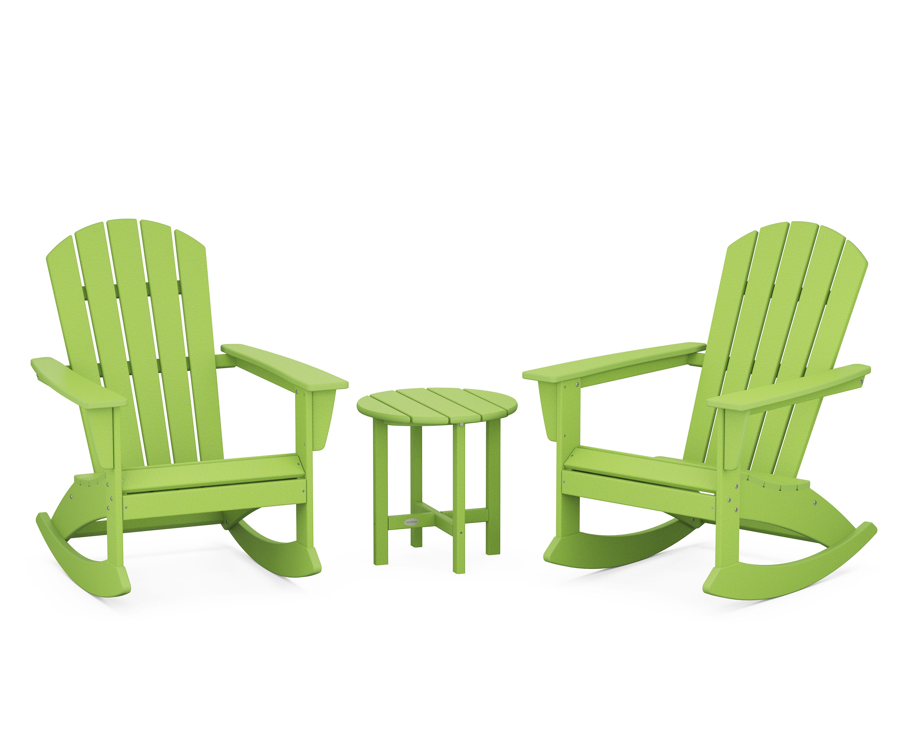 Nautical 3-Piece Adirondack Rocking Chair Set in Lime
