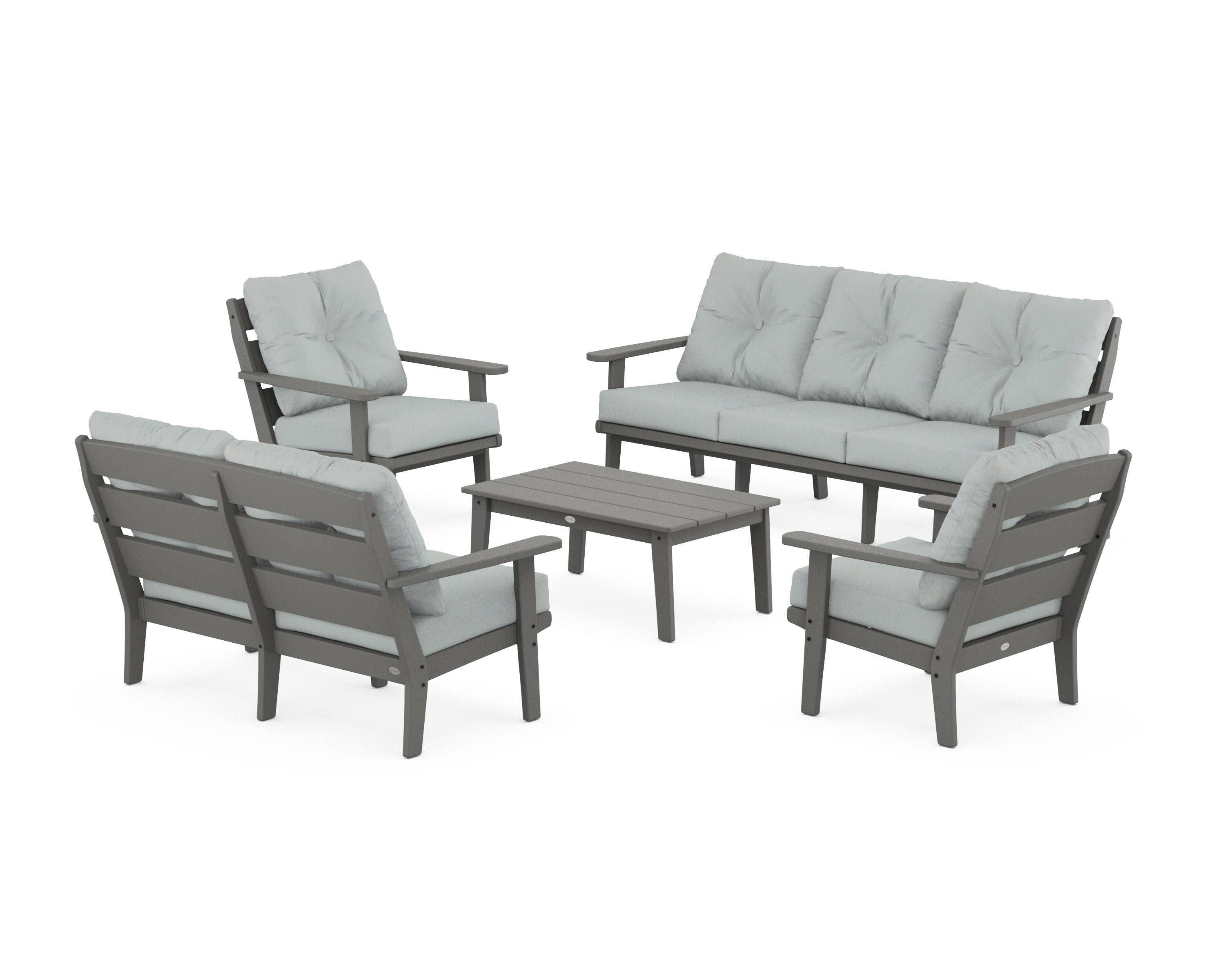 Lakeside 5-Piece Lounge Sofa Set in Slate Grey / Spa