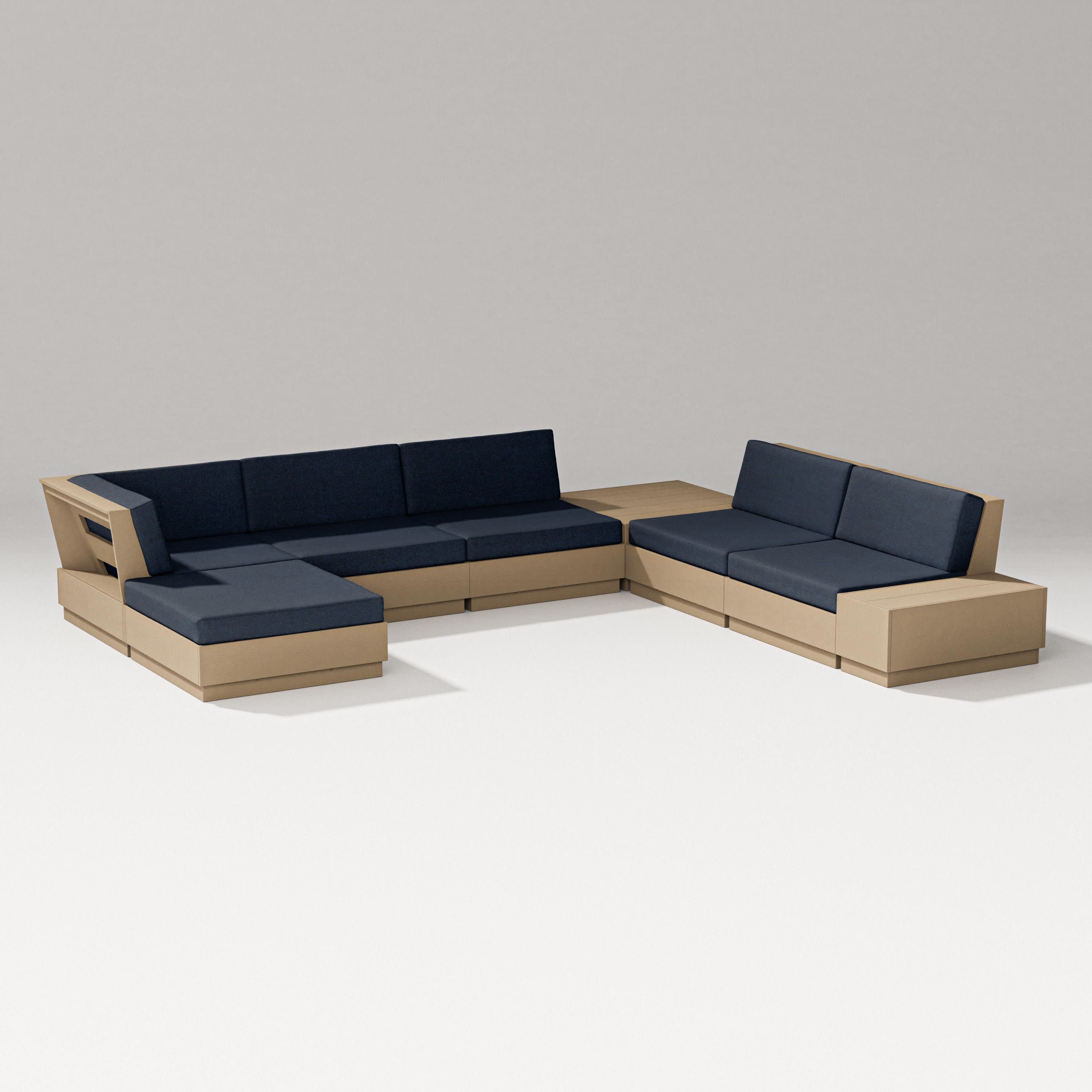 Elevate 8-Piece Corner Sectional in Vintage Sahara / Marine Indigo