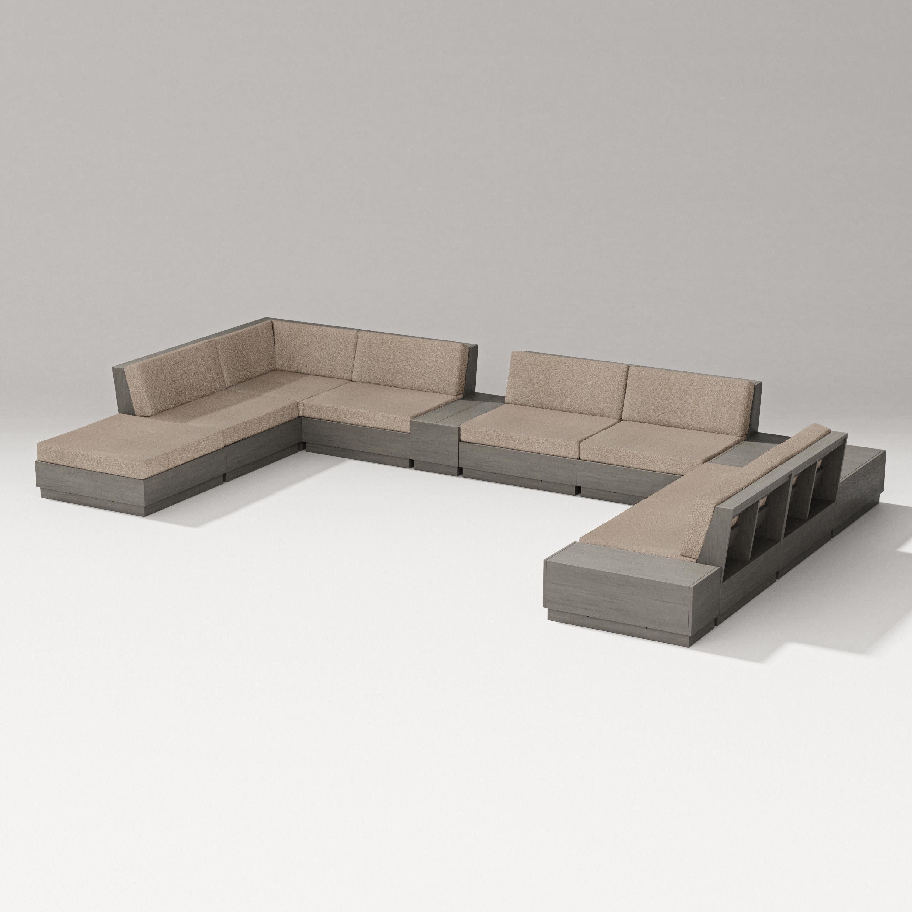 Elevate 11-Piece Conversation Sectional Set in Driftwood / Spiced Burlap