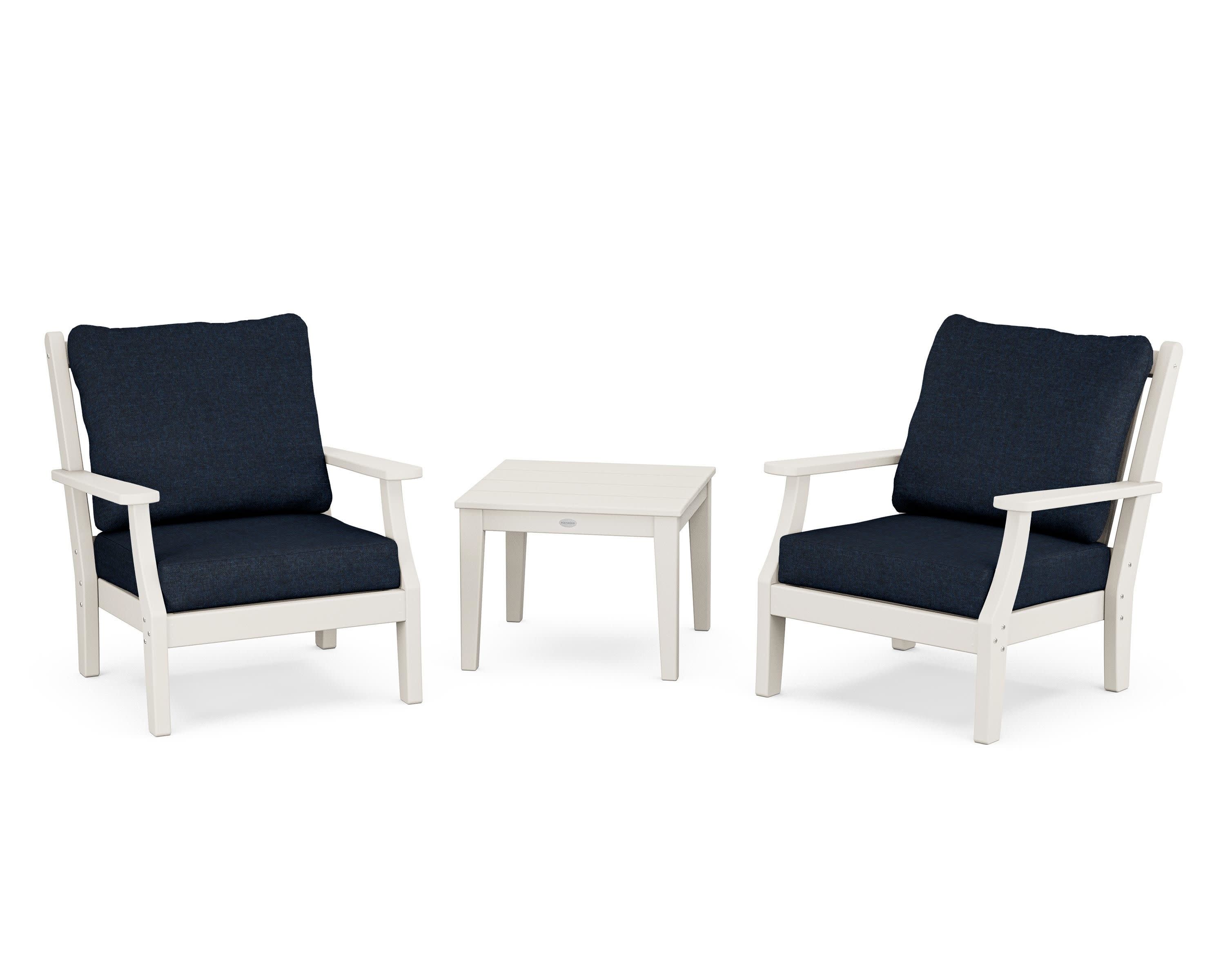 Wovendale 3-Piece Deep Seating Set in Sand / Marine Indigo