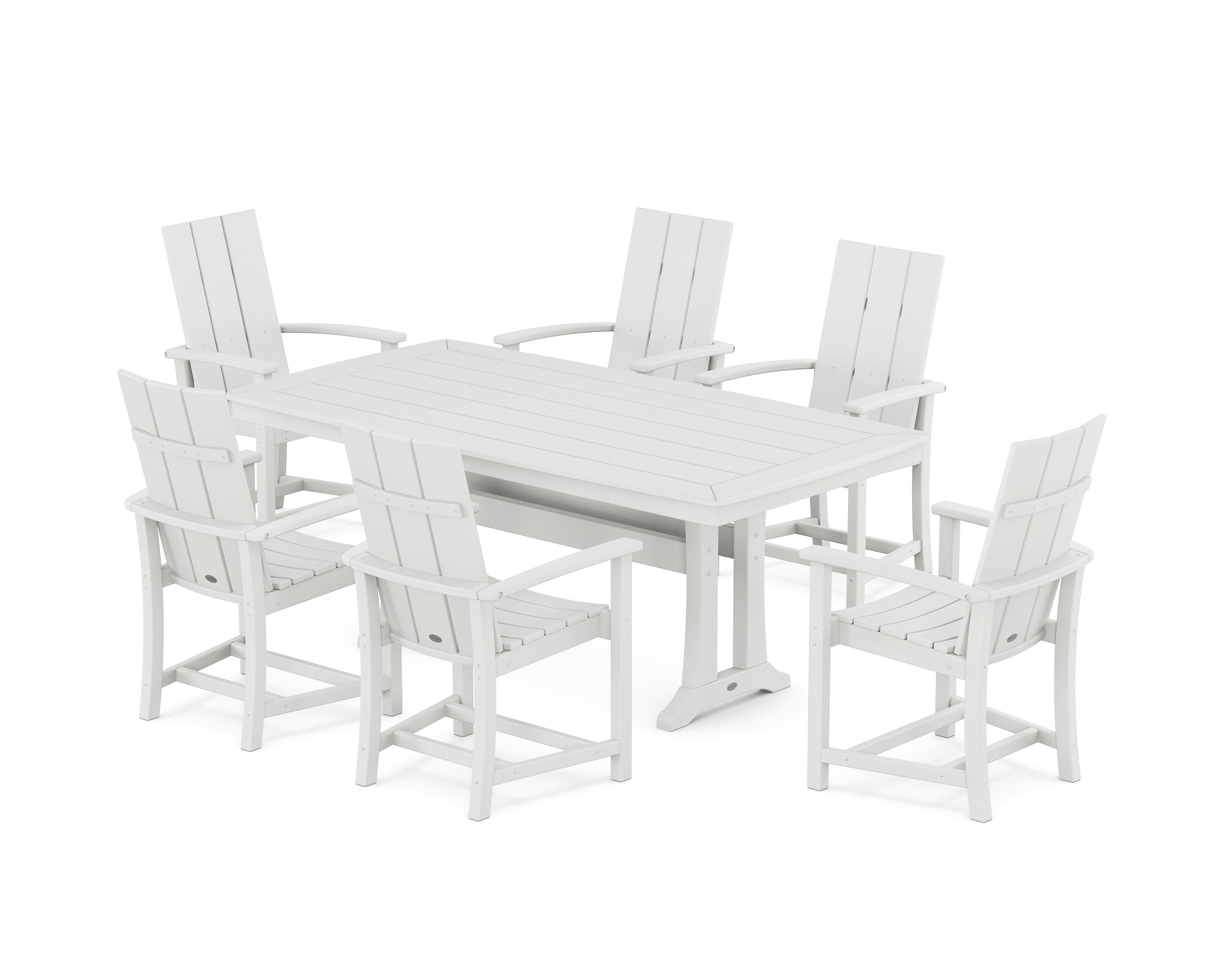 Modern Adirondack 7-Piece Dining Set with Trestle Legs in White