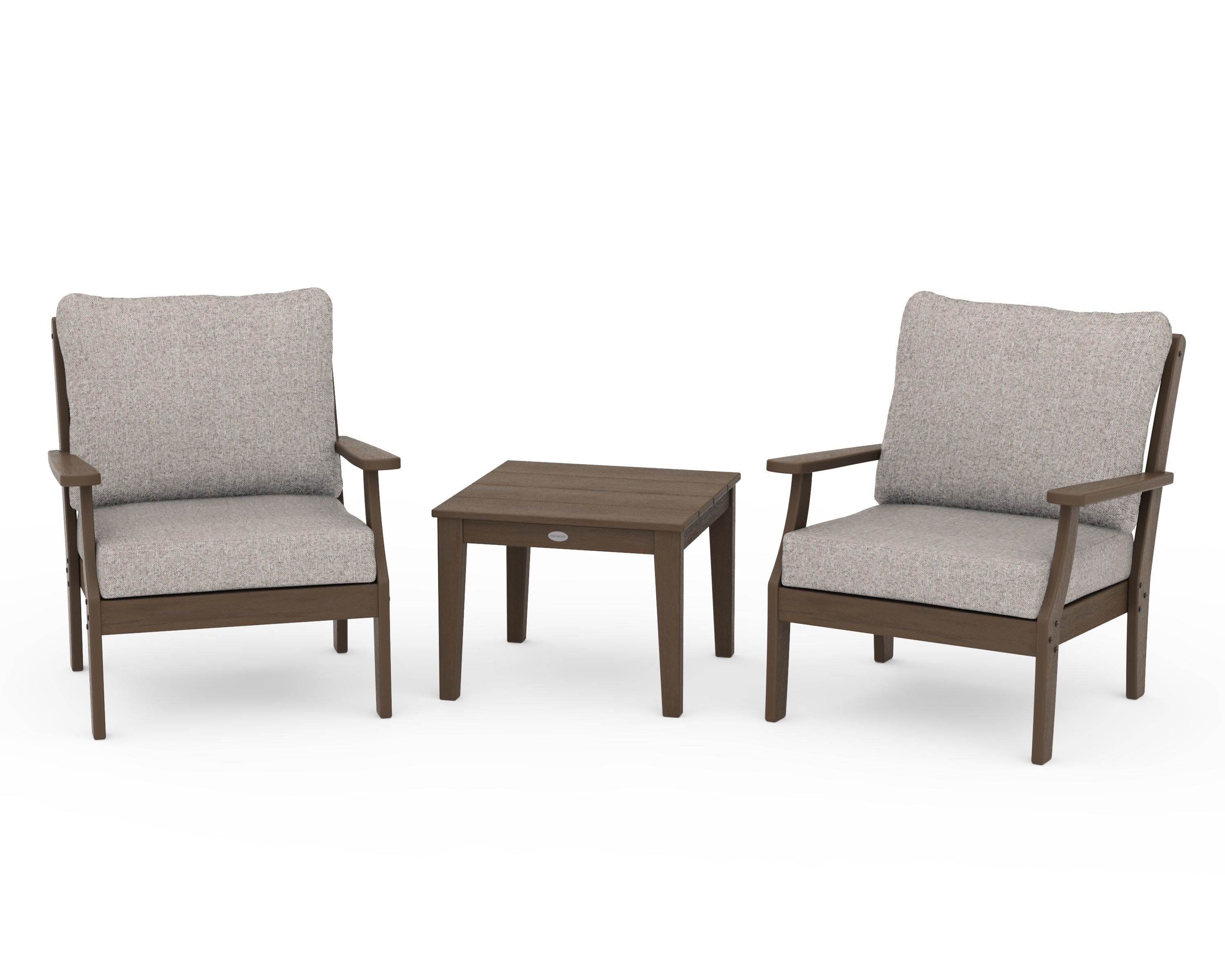 Braxton 3-Piece Deep Seating Set in Kona / Weathered Tweed