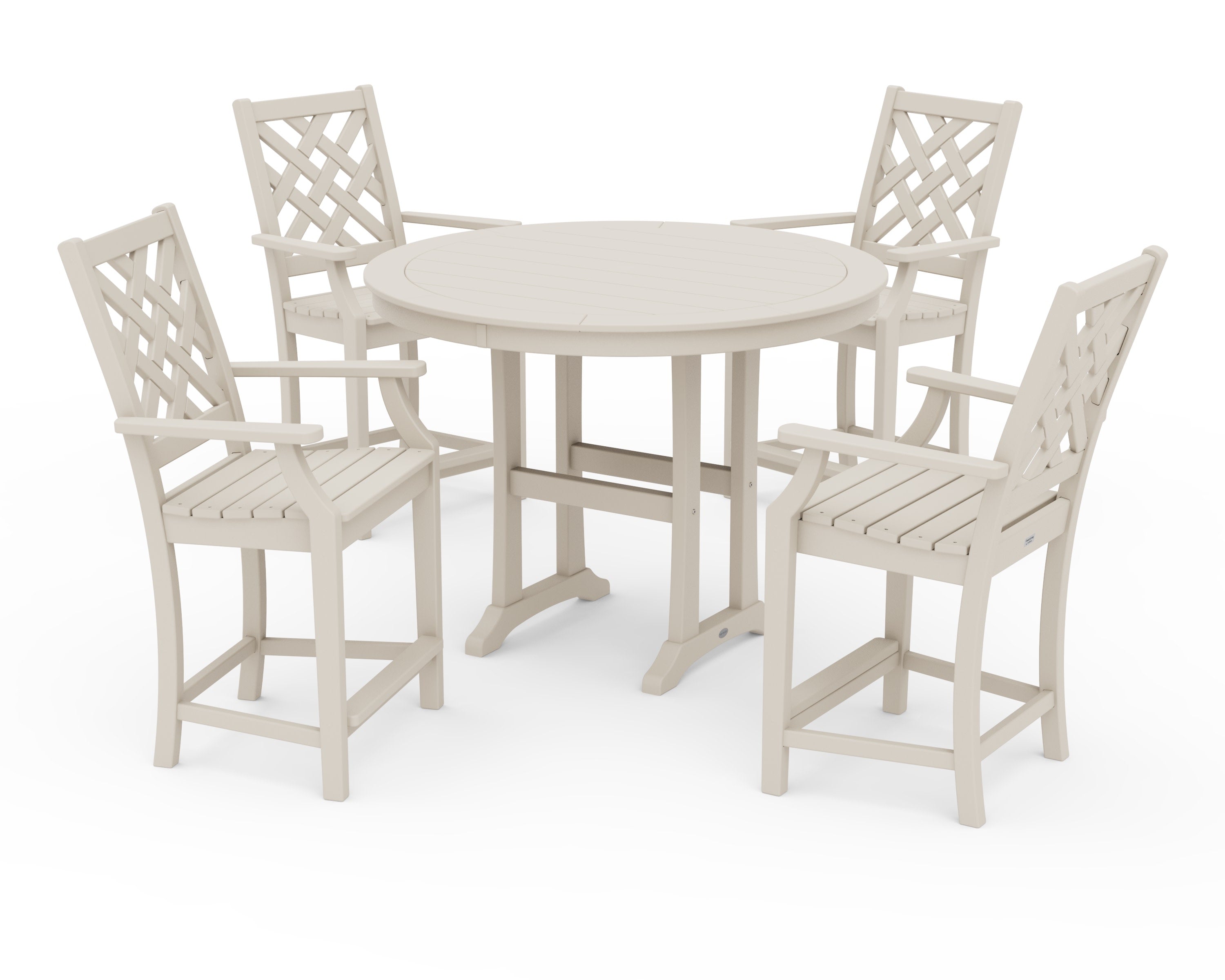 Wovendale 5-Piece Round Counter Set in Sand