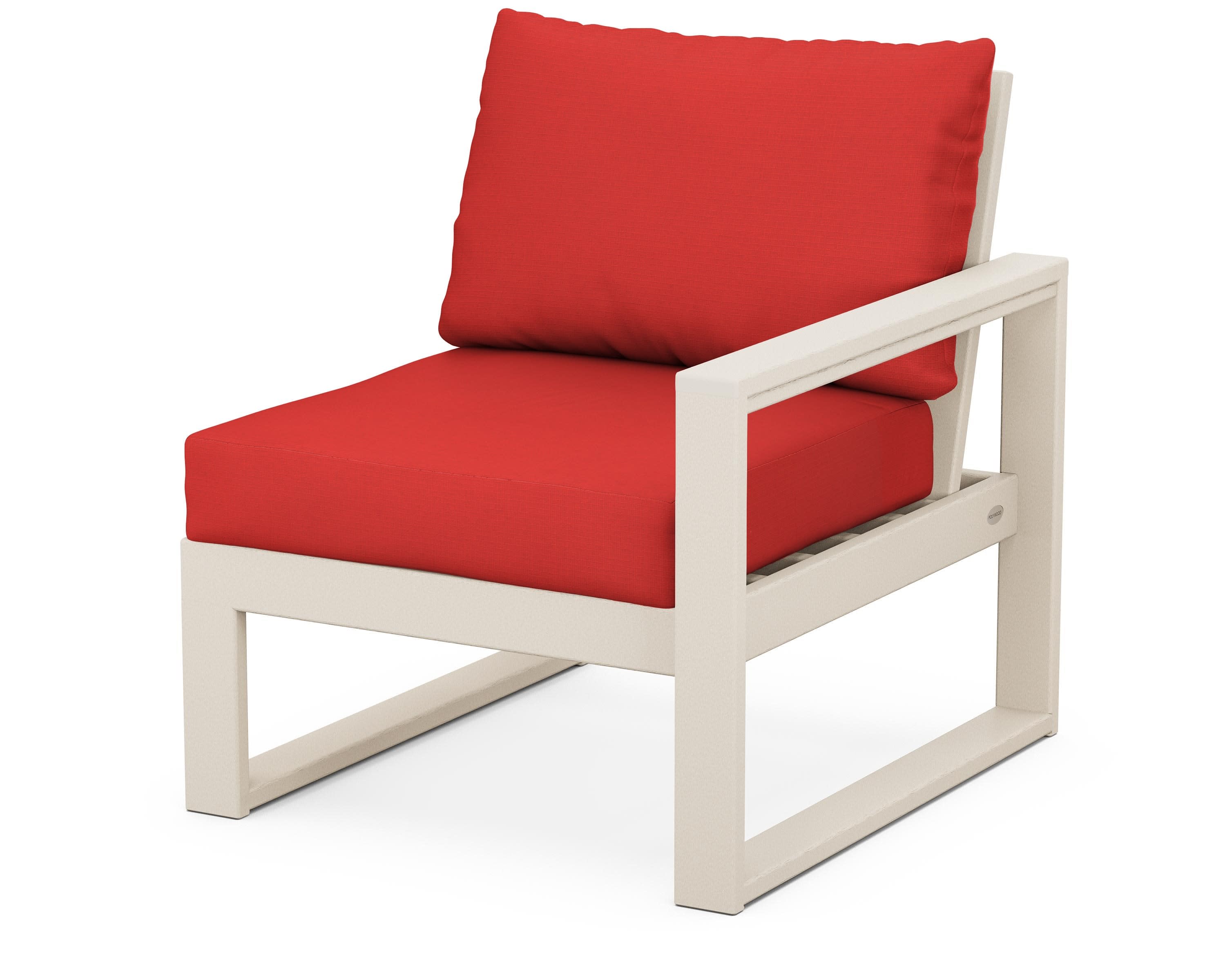 EDGE Modular Right Arm Chair in Sand / Crimson Linen