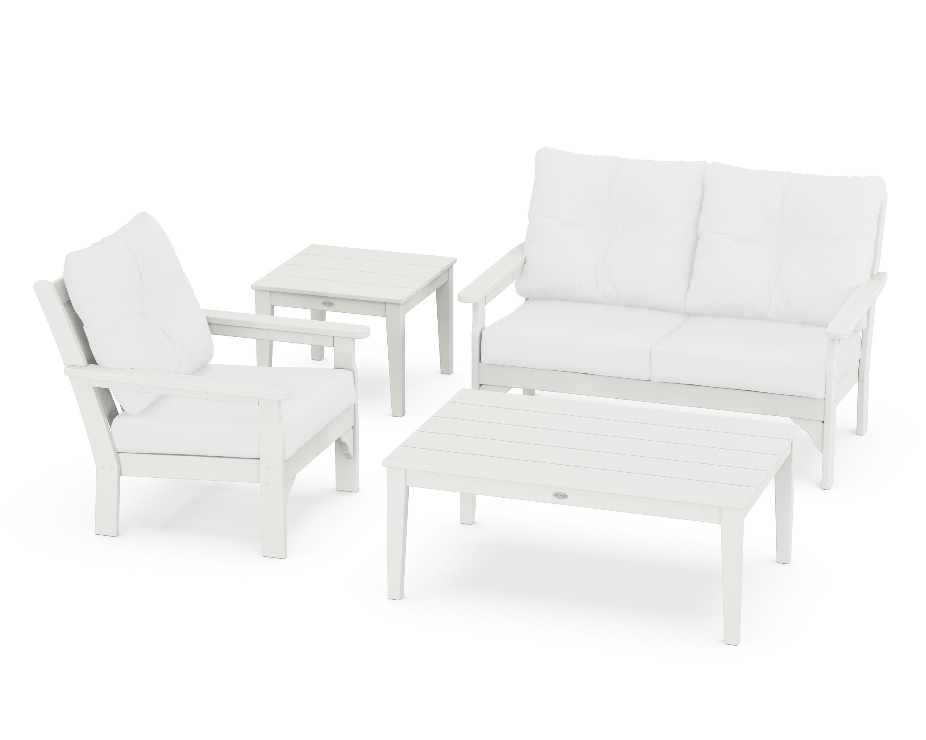 Vineyard 4-Piece Deep Seating Set in Vintage White / Natural