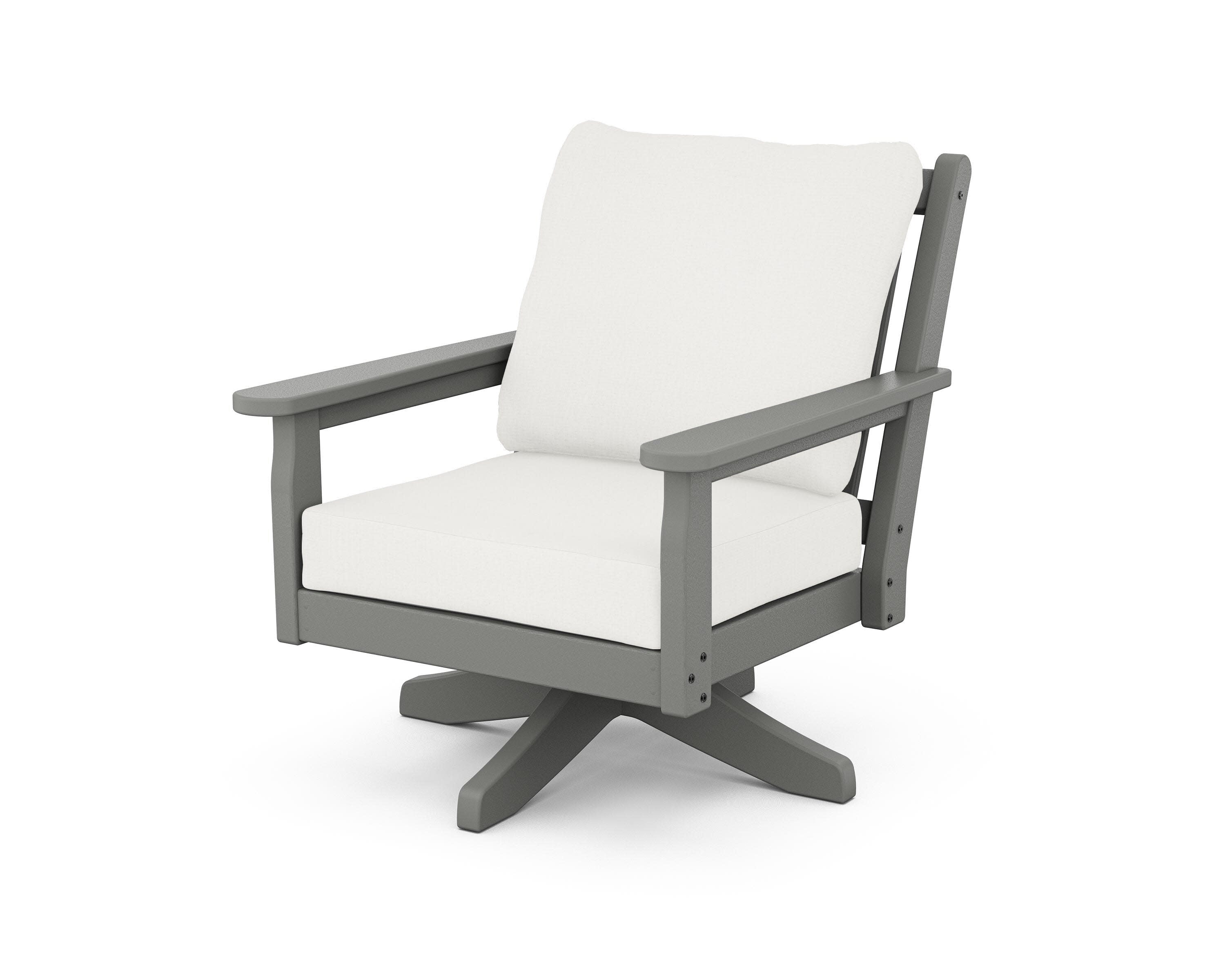 Chippendale Deep Seating Swivel Chair in Slate Grey / Natural Linen