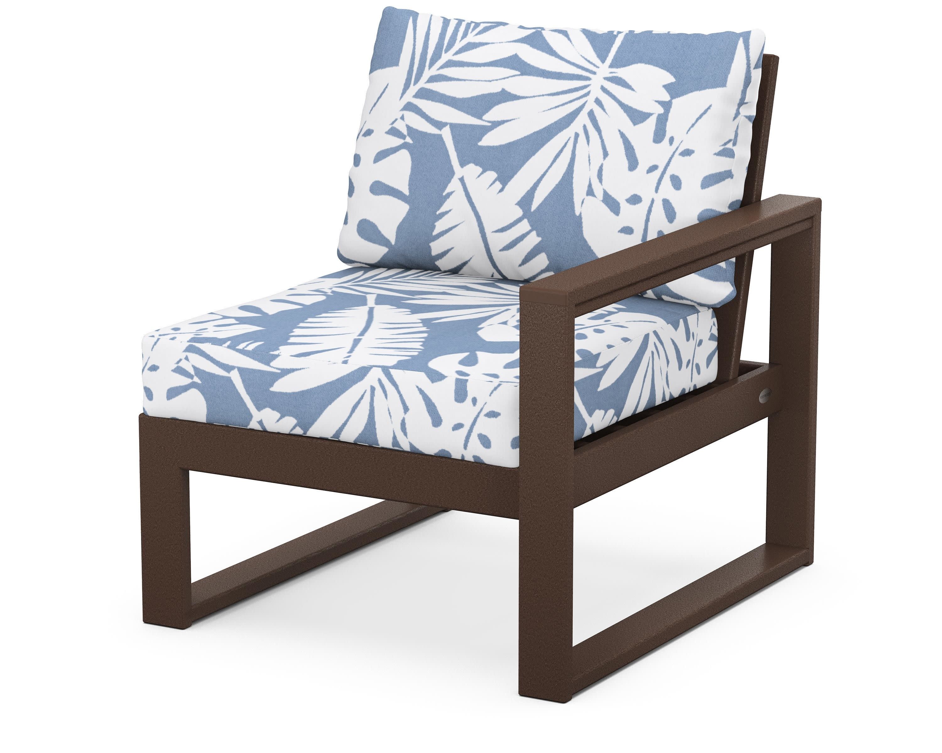 EDGE Modular Right Arm Chair in Mahogany / Leaf Sky Blue