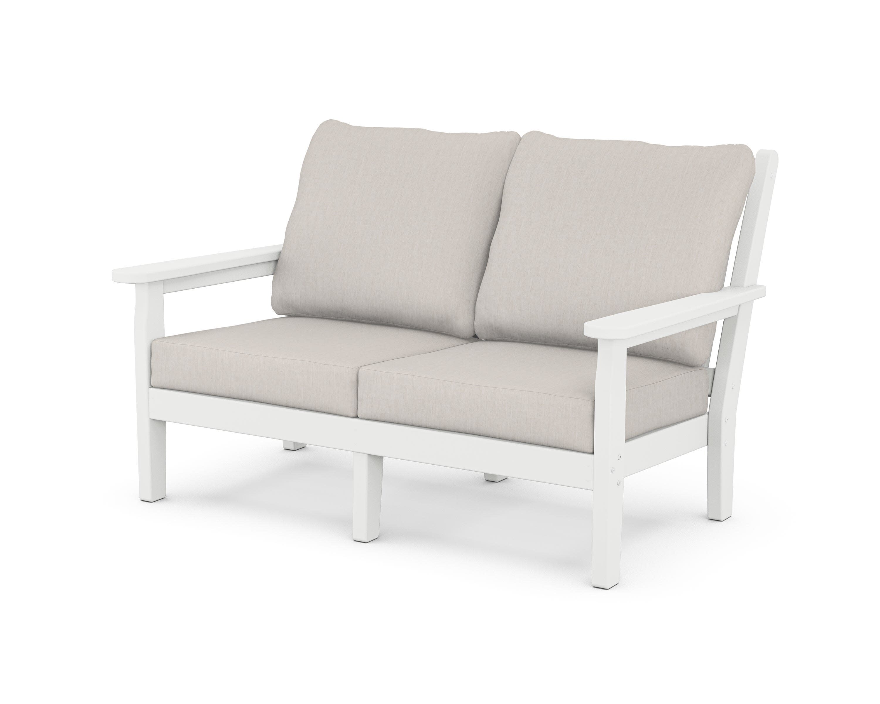Chippendale Deep Seating Loveseat in White / Cast Ash