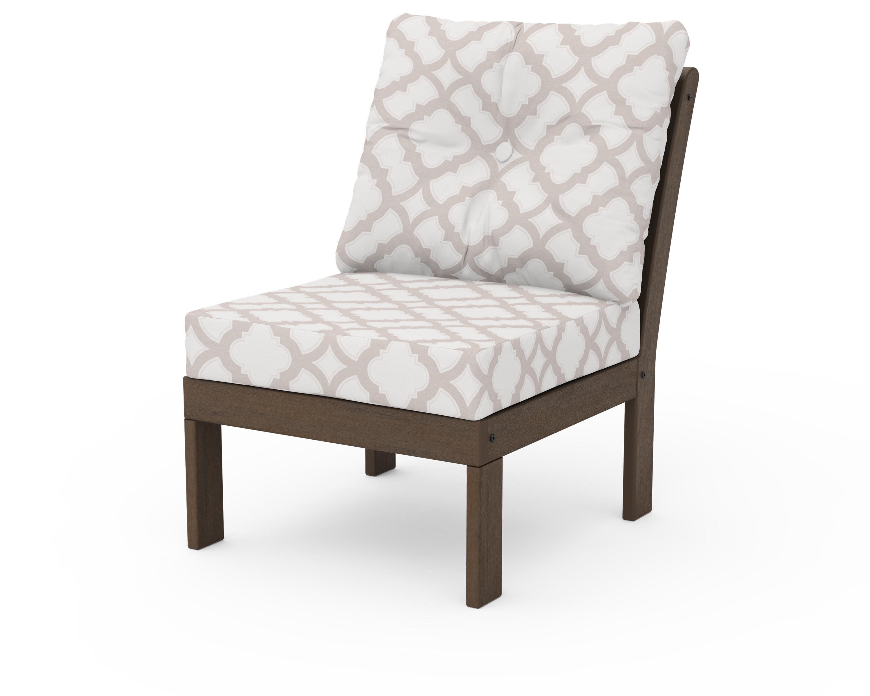 Vineyard Modular Armless Chair in Kona / Trellis Dune Burlap