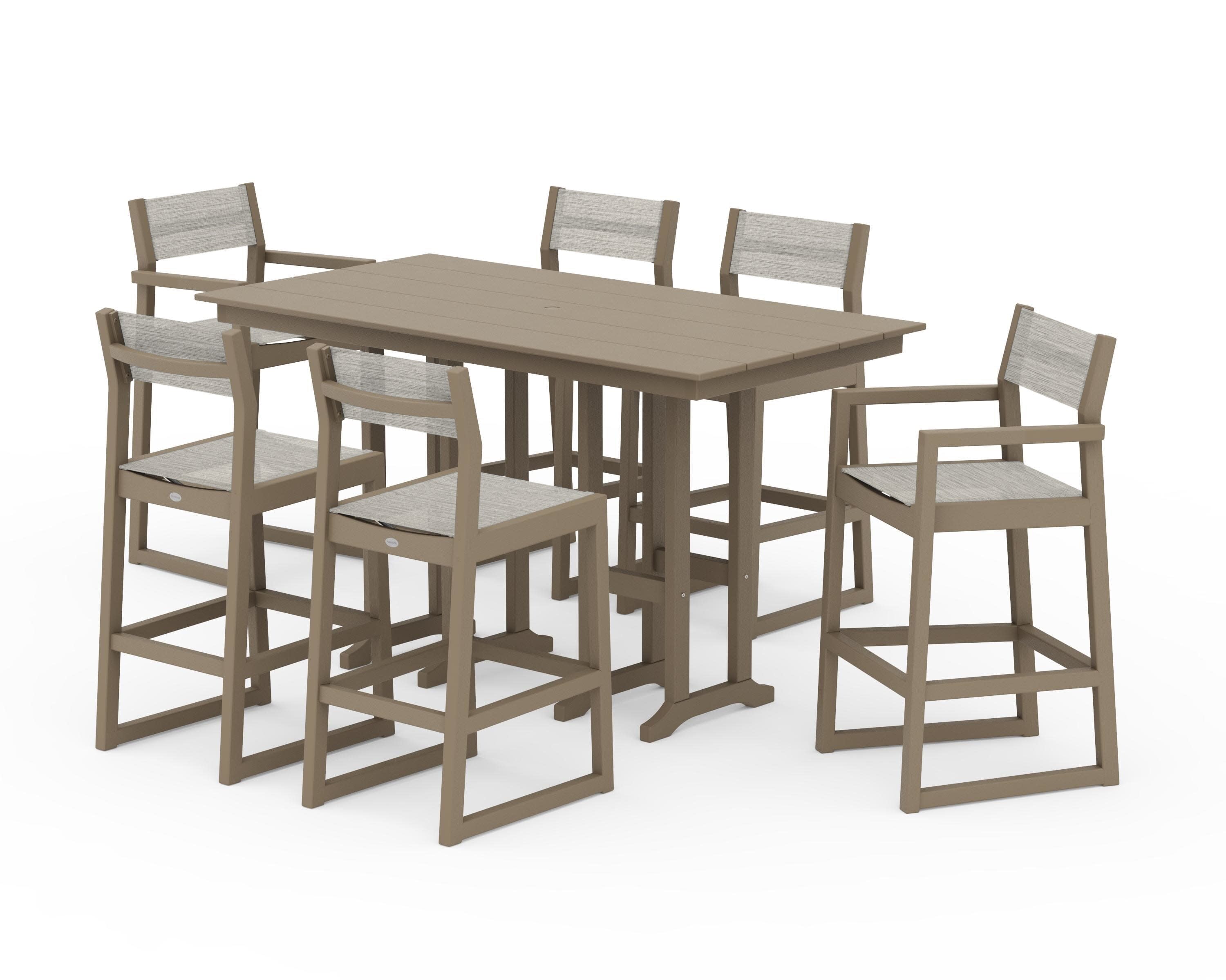 EDGE Sling 7-Piece Farmhouse Bar Set in Vintage Sahara / Birch Sling