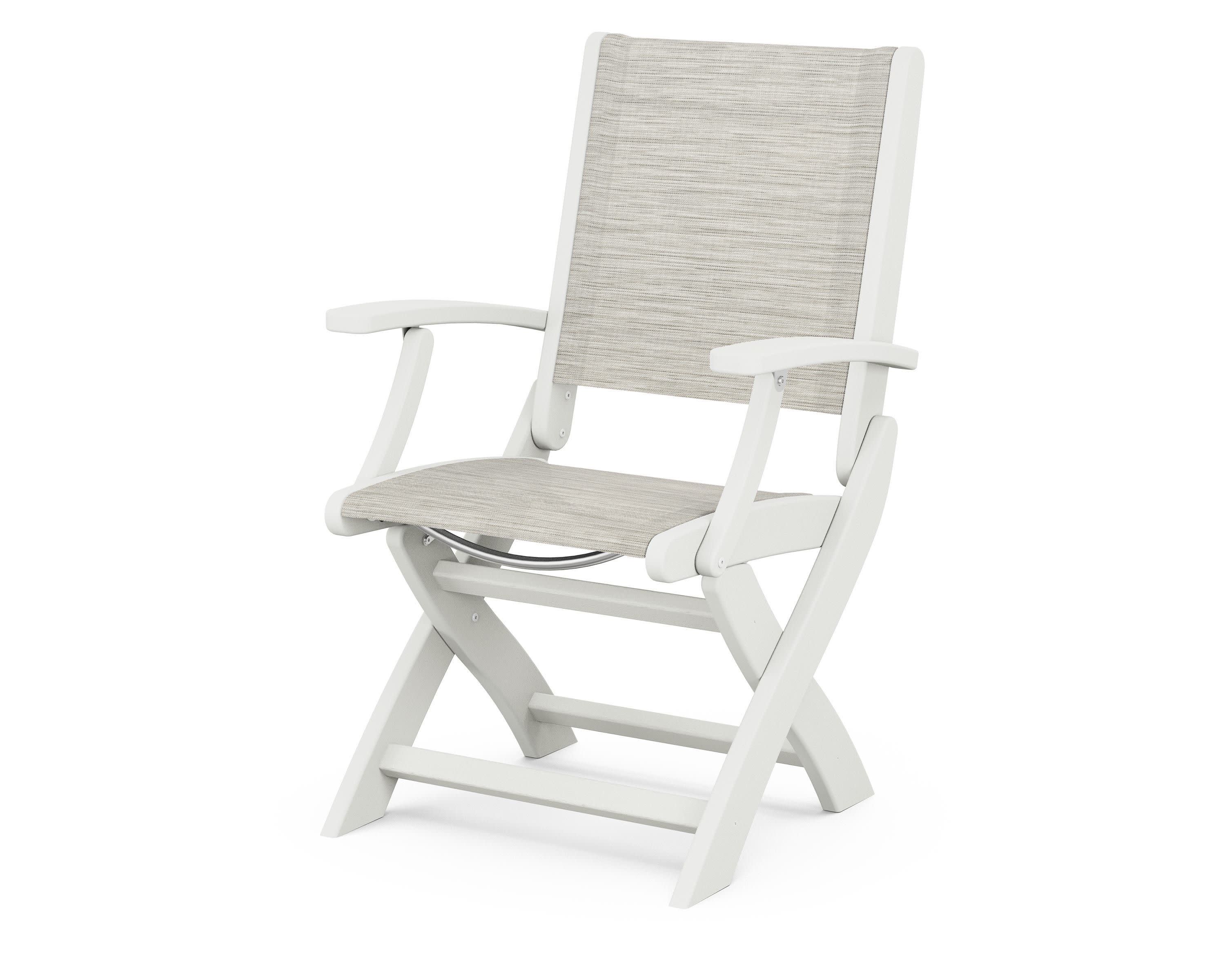 Coastal Folding Chair in Vintage White / Birch Sling