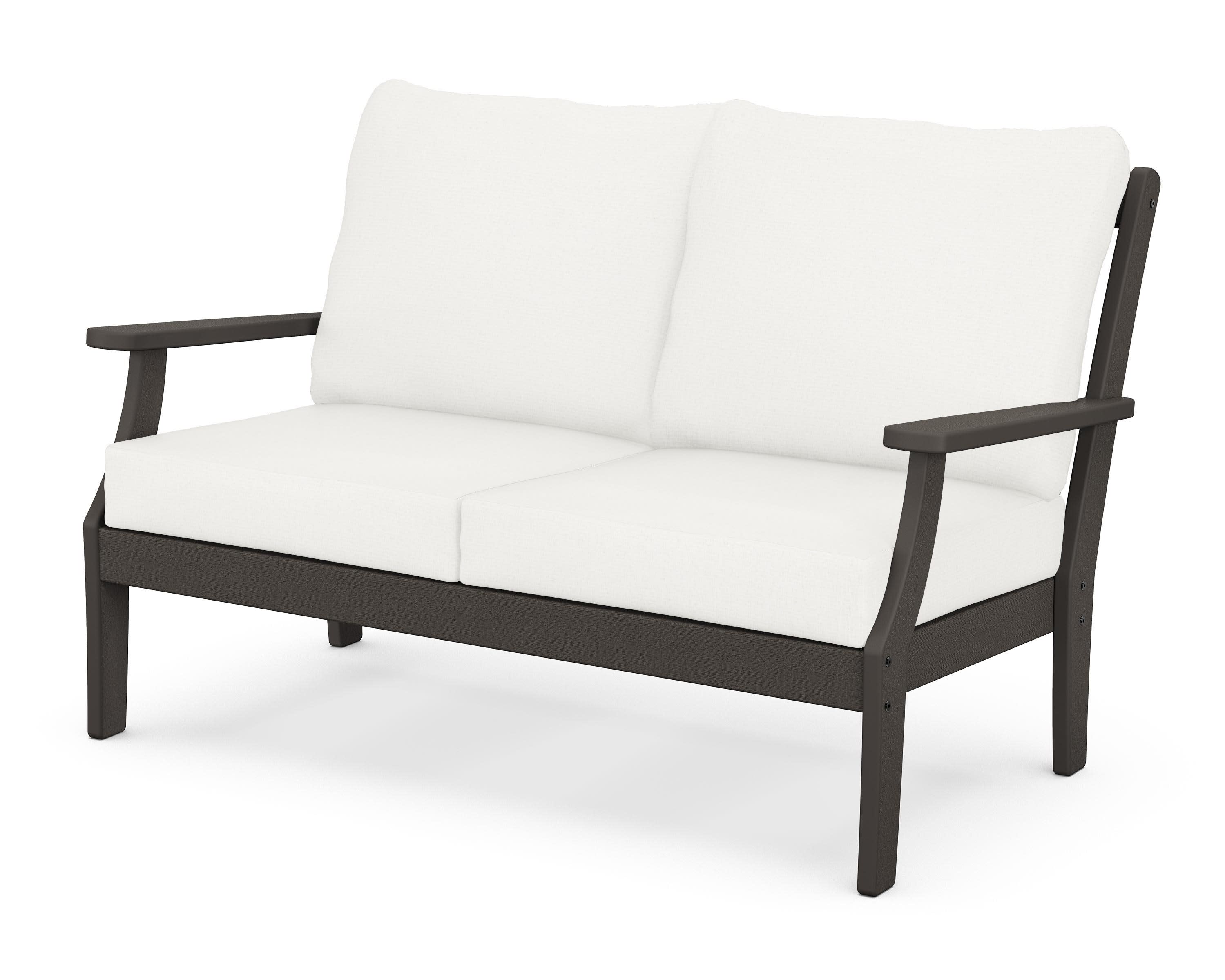 Braxton Deep Seating Loveseat in Vintage Coffee / Natural Linen