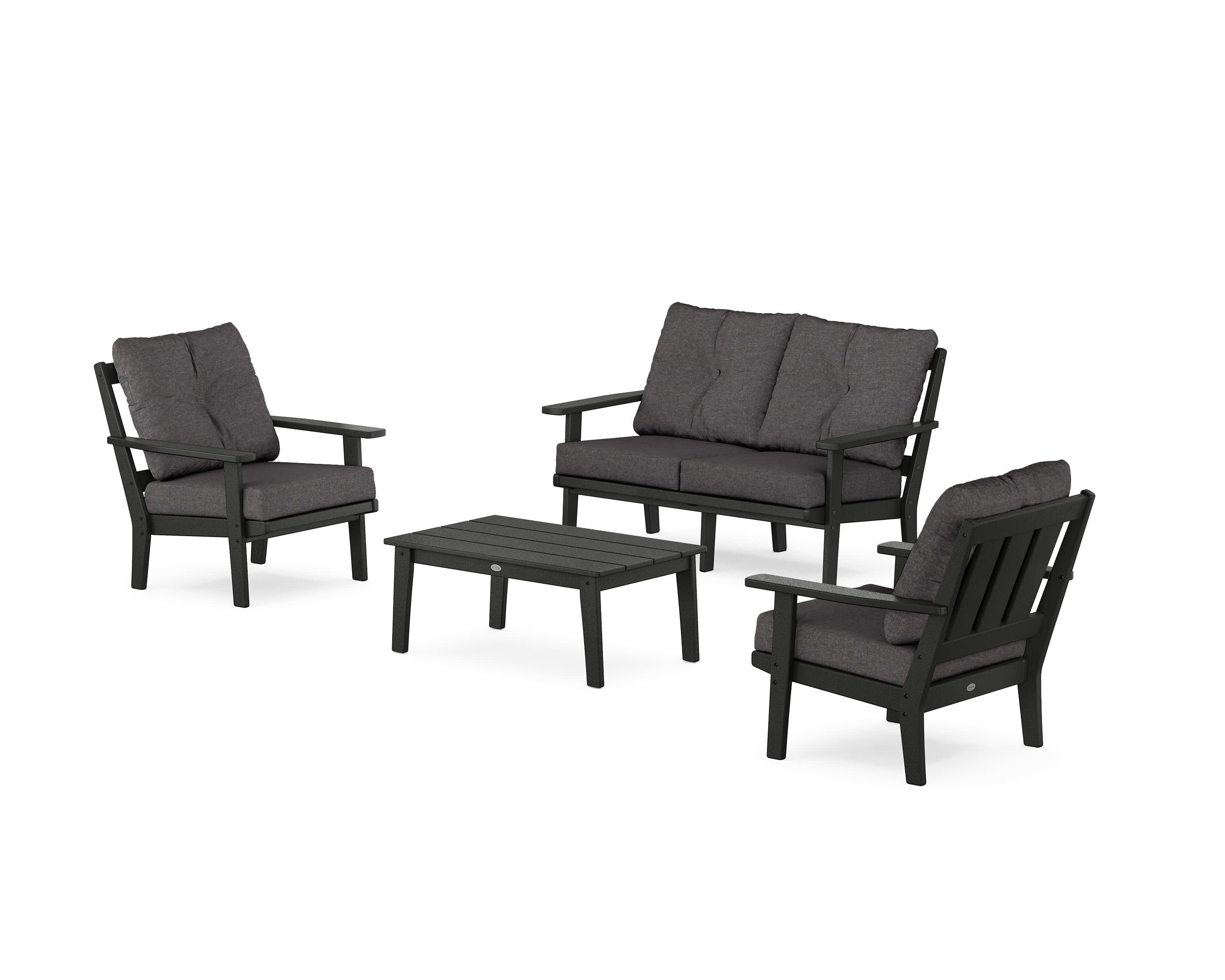 Oxford 4-Piece Deep Seating Set with Loveseat in Black / Ash Charcoal