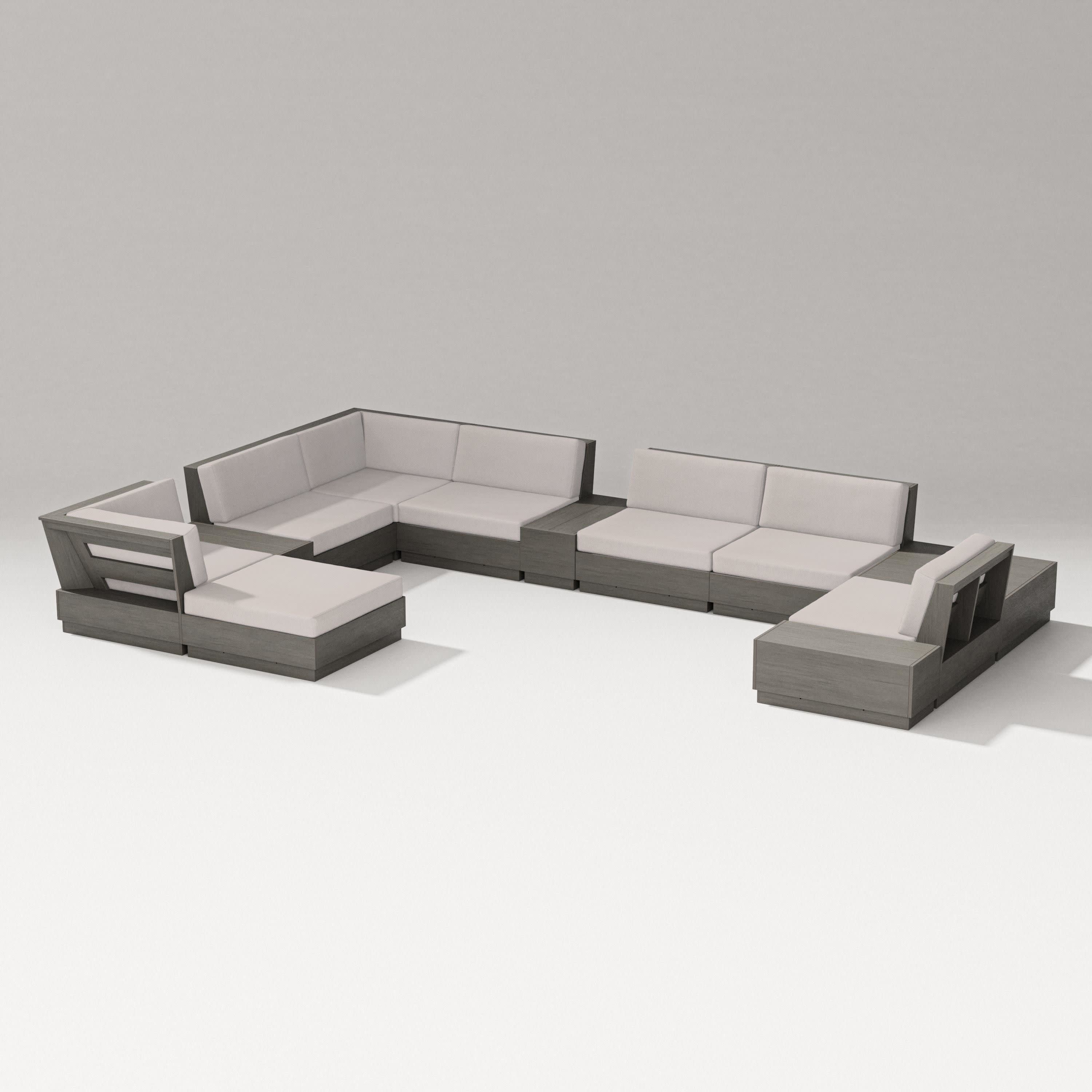 Elevate 12-Piece Conversation Sectional Set in Driftwood / Dune Burlap