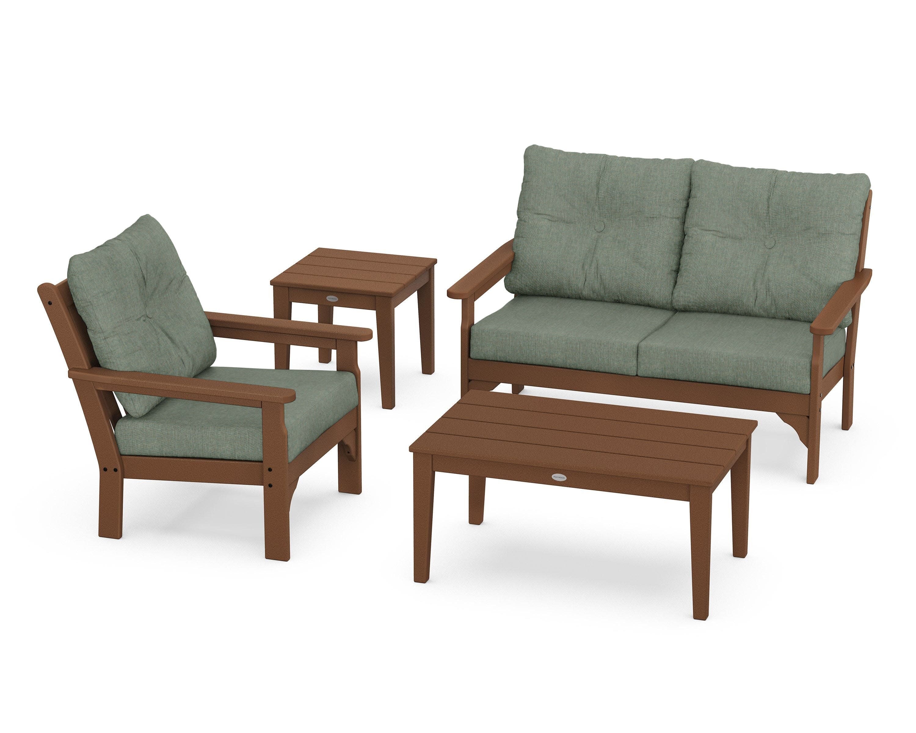Vineyard 4-Piece Deep Seating Set in Teak / Cast Sage