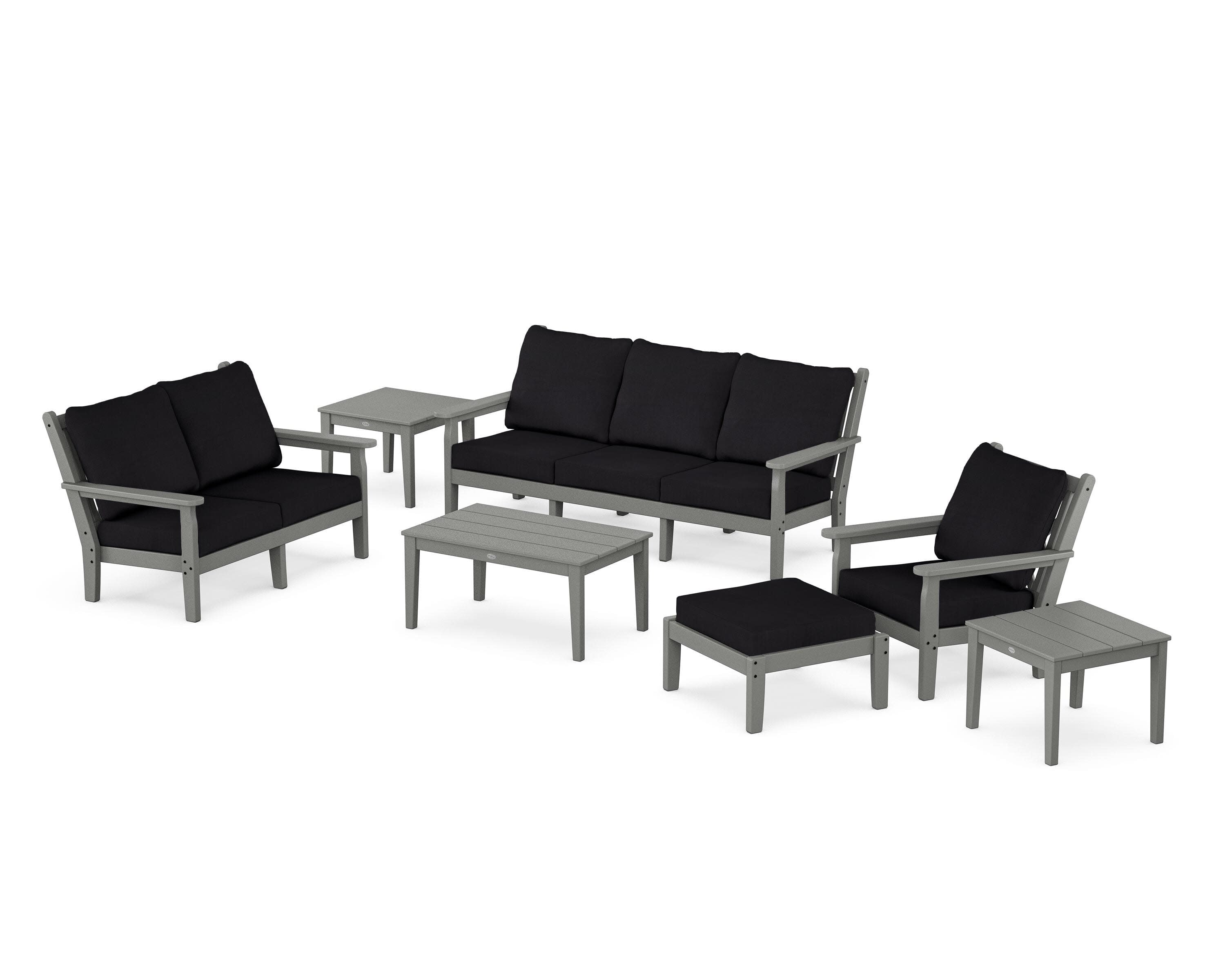 Chippendale 7-Piece Deep Seating Set in Slate Grey / Midnight Linen