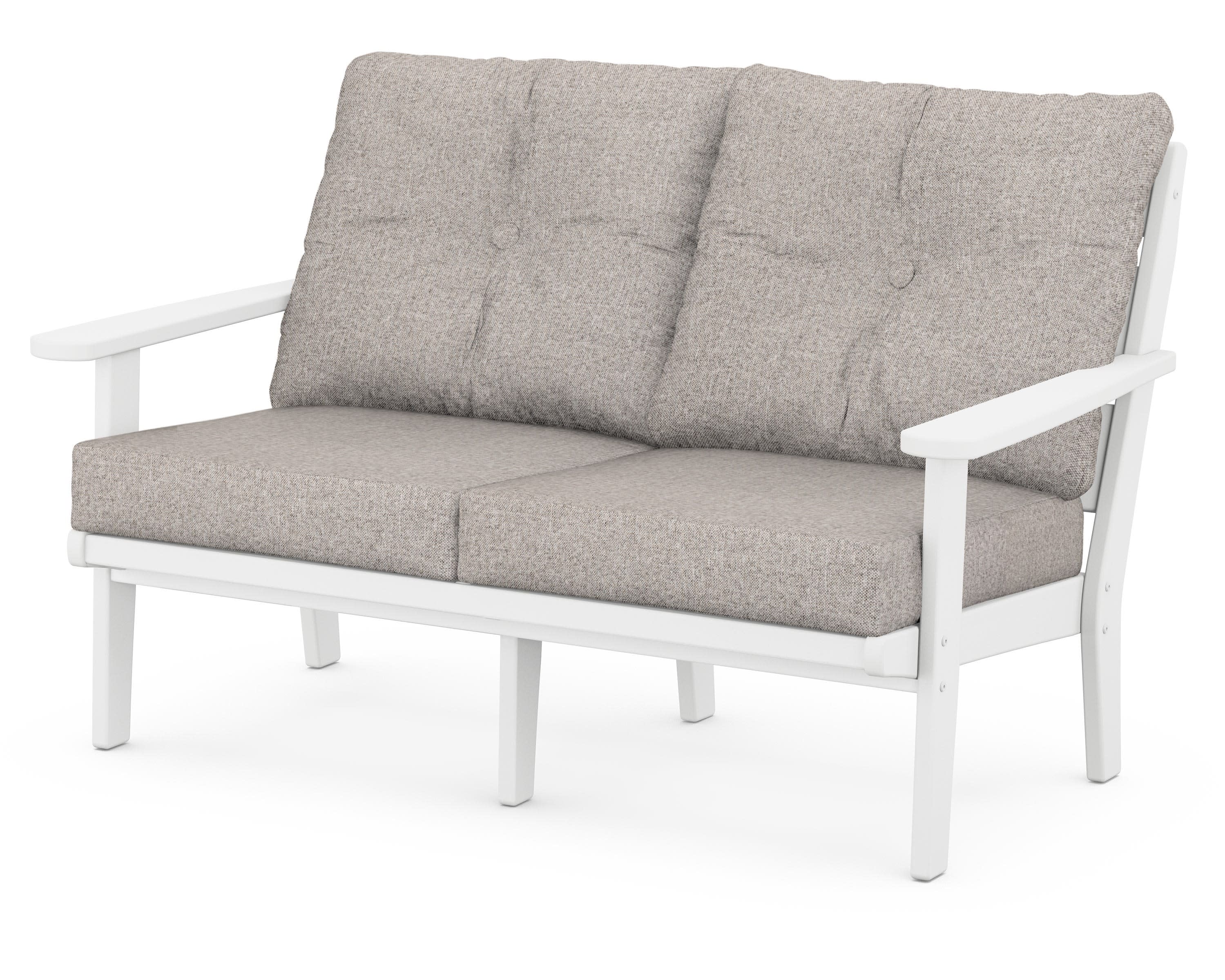 Lakeside Deep Seating Loveseat in White / Weathered Tweed