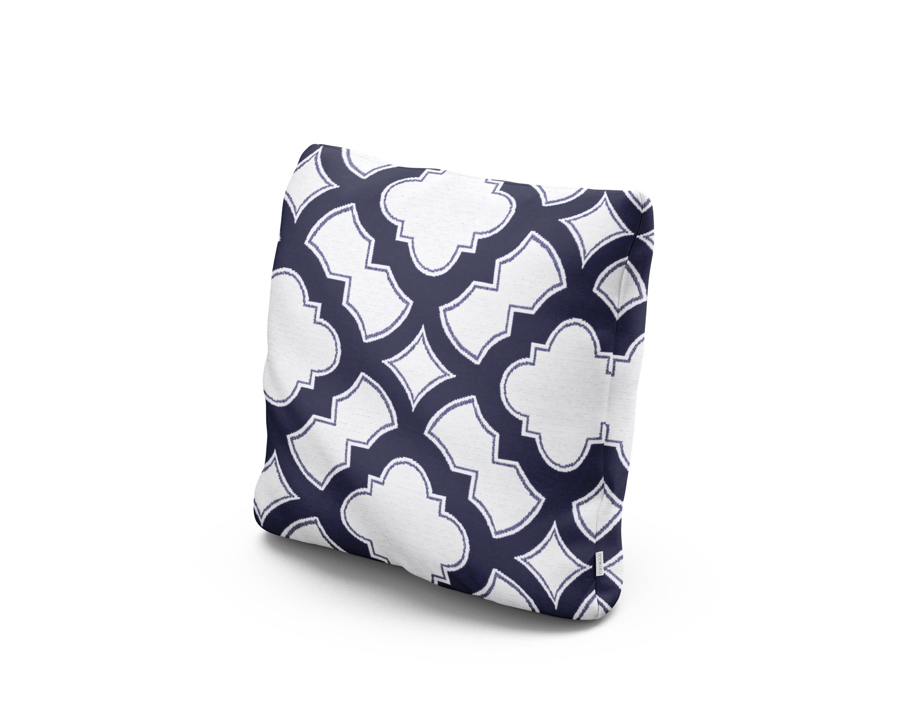16" Outdoor Throw Pillow in Trellis Navy