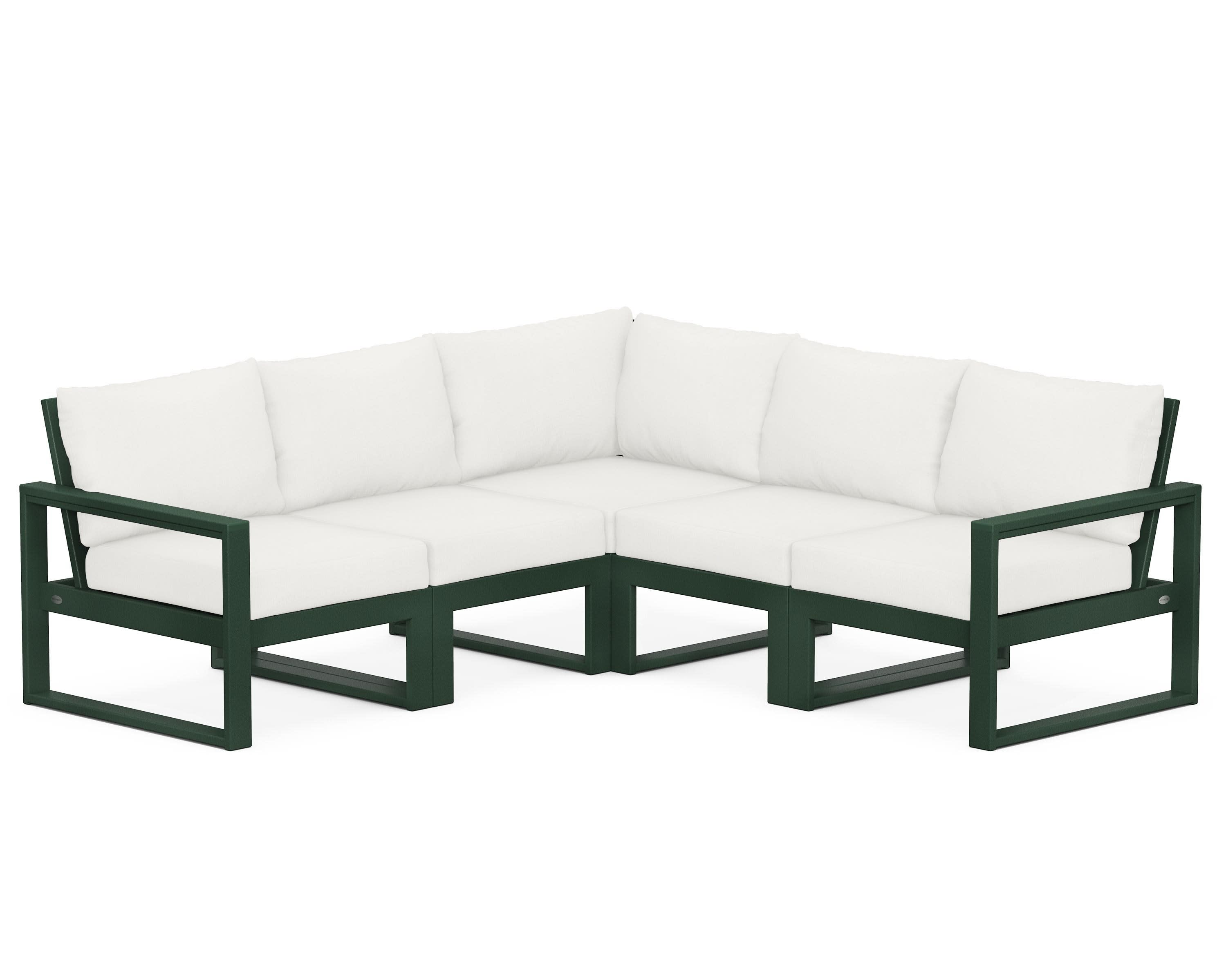 EDGE 5-Piece Modular Deep Seating Set in Green / Natural Linen