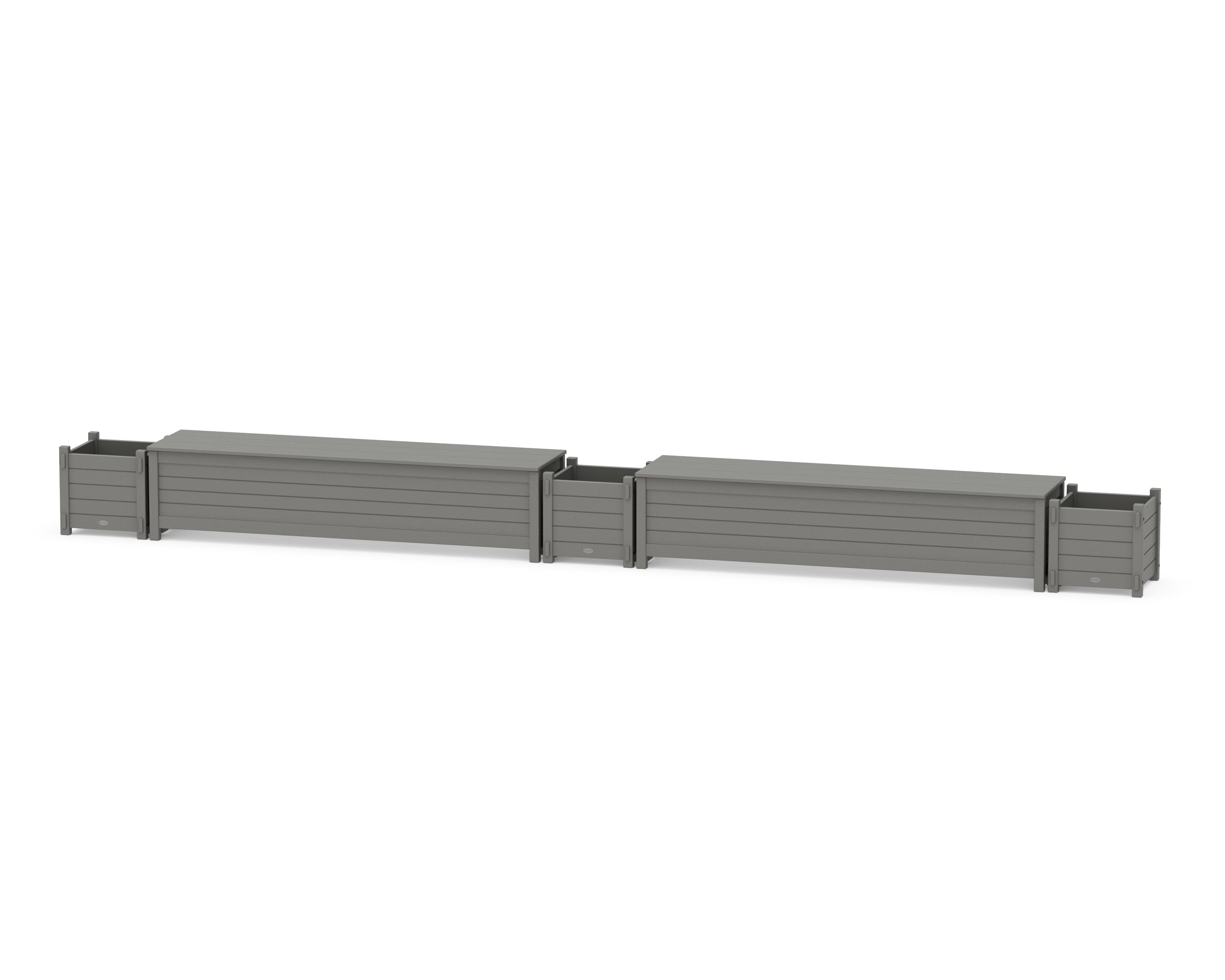 72" Nautical Straight Double Planter Storage Bench Set in Slate Grey