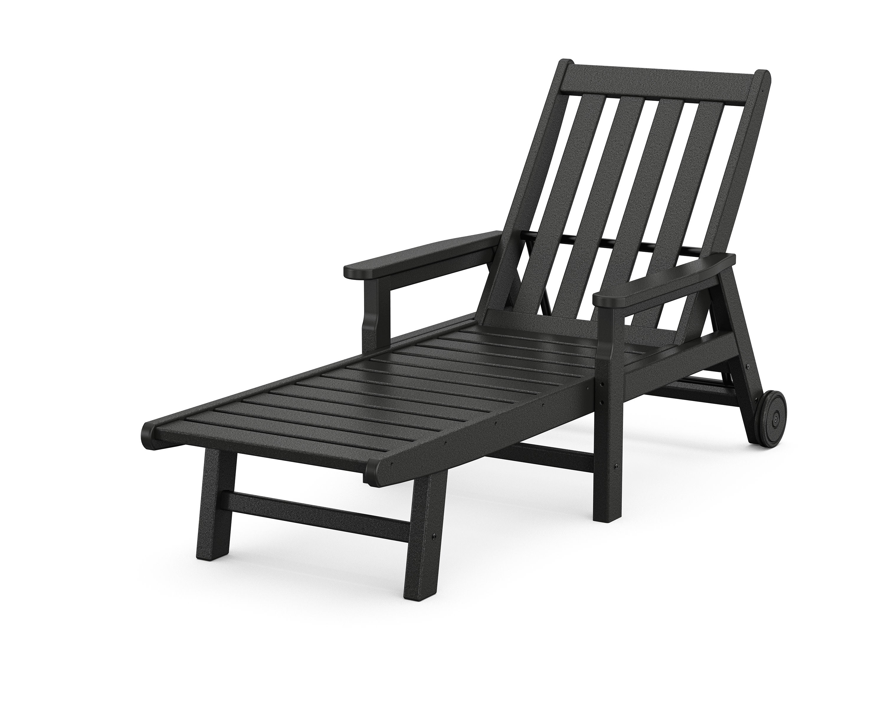 Vineyard Chaise with Arms and Wheels in Black