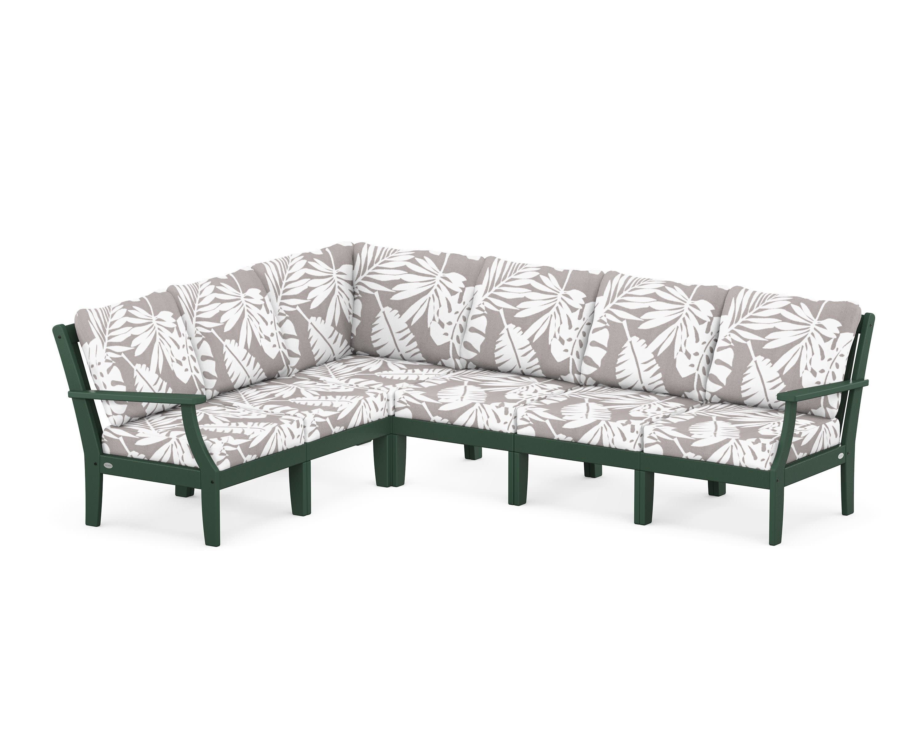 Braxton Modular 6-Piece Deep Seating Set in Green / Leaf Grey Mist