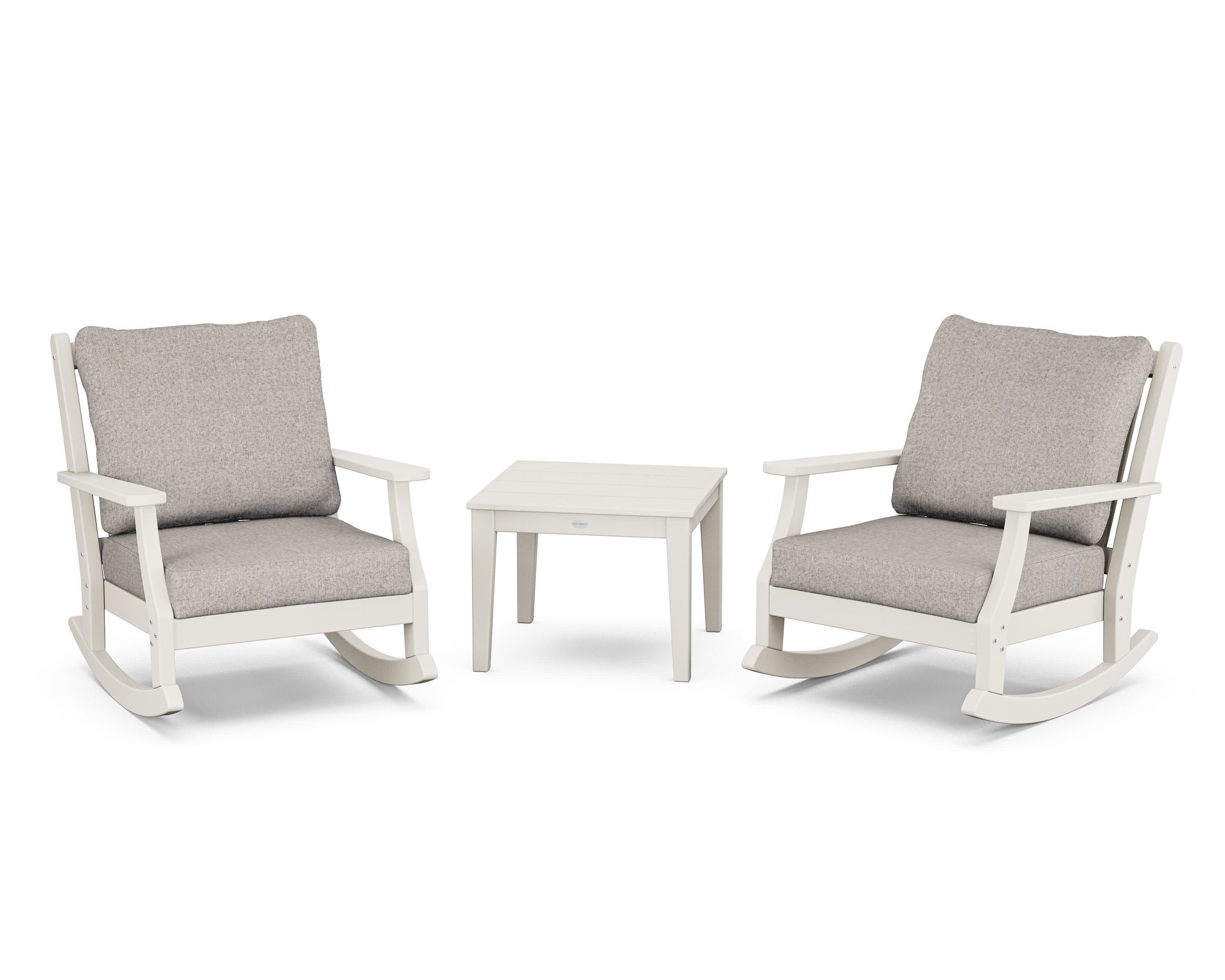 Wovendale 3-Piece Deep Seating Rocker Set in Sand / Weathered Tweed