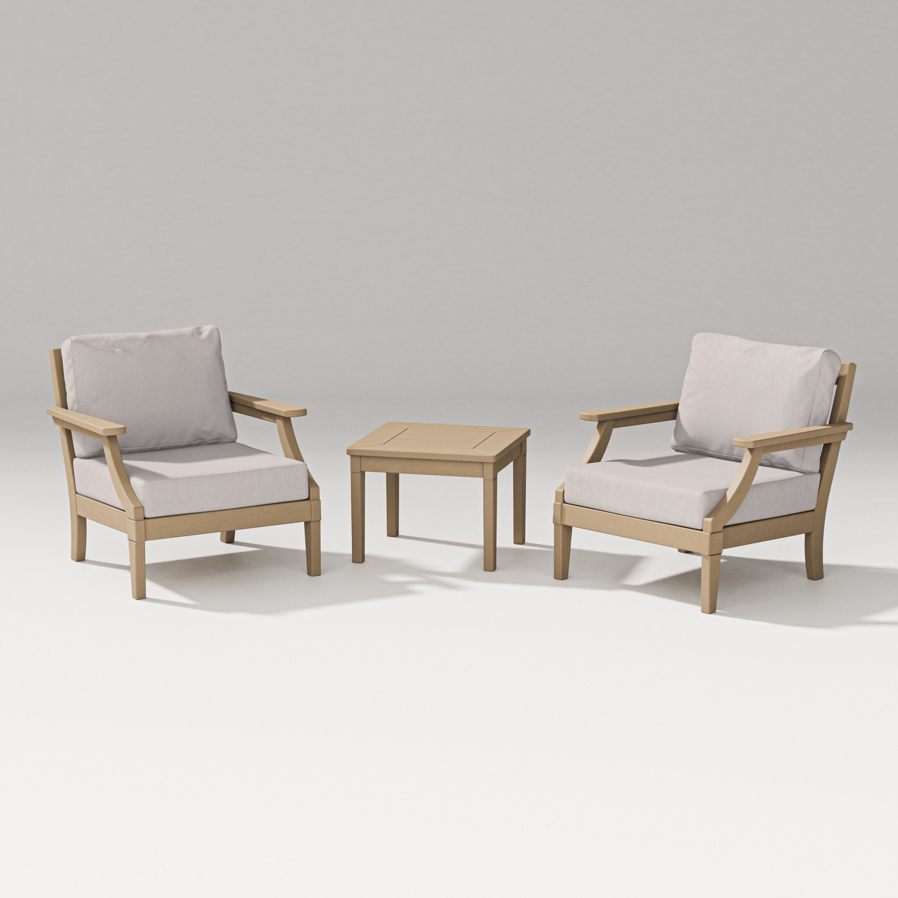 Estate 3-Piece Lounge Chair Set in Vintage Sahara / Dune Burlap