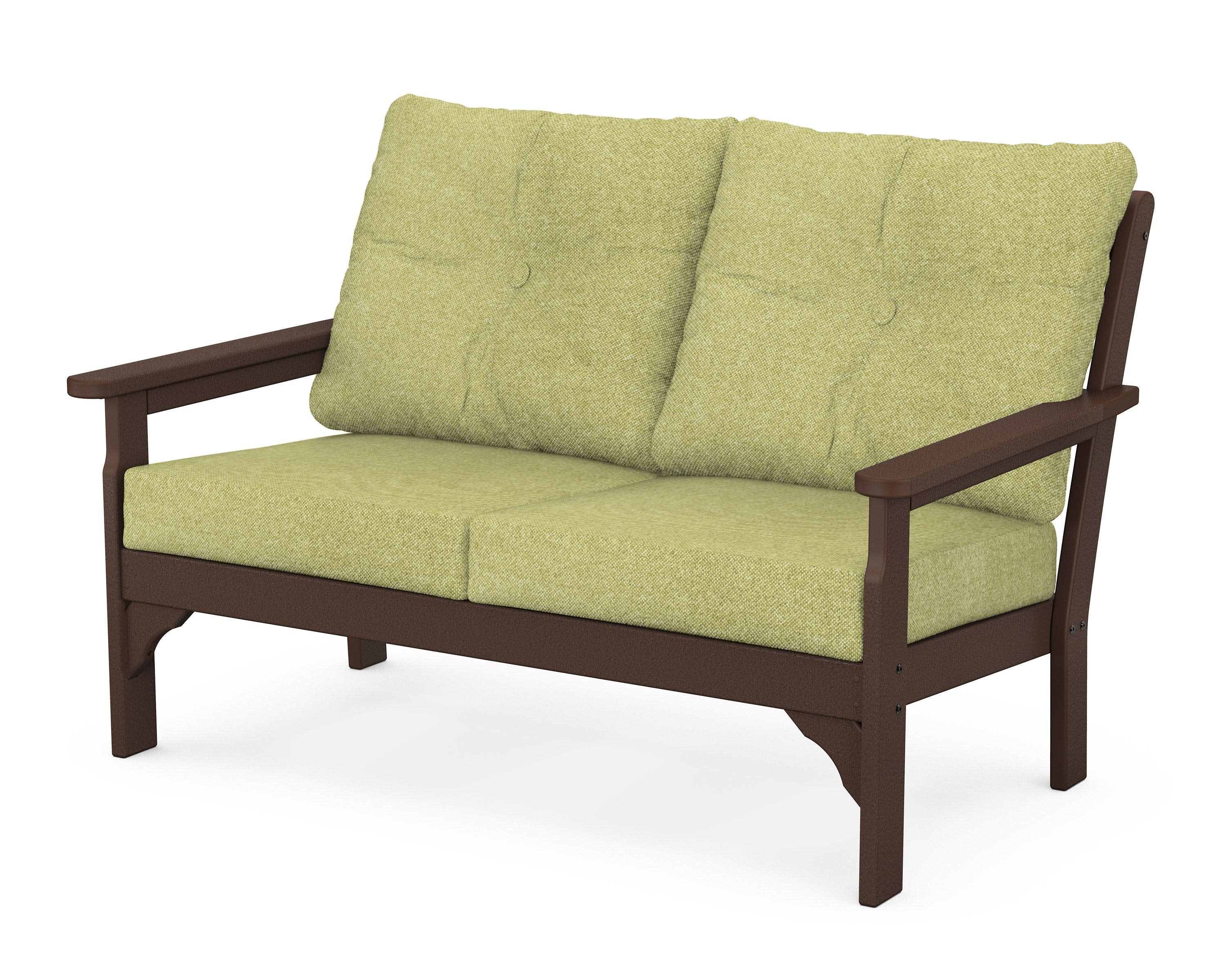 Vineyard Deep Seating Loveseat in Mahogany / Chartreuse Boucle