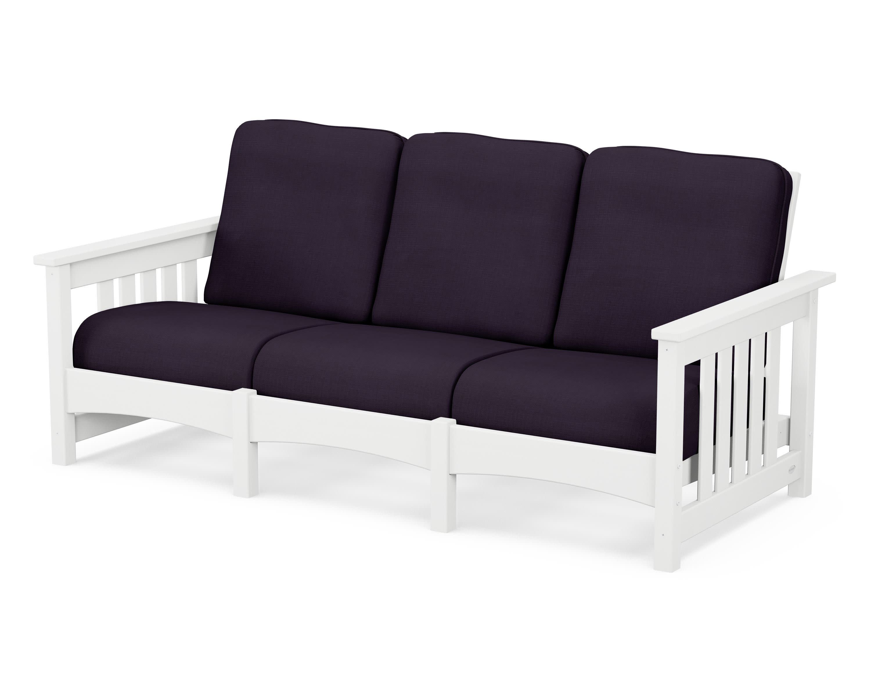 Club Mission Sofa in White / Navy Linen