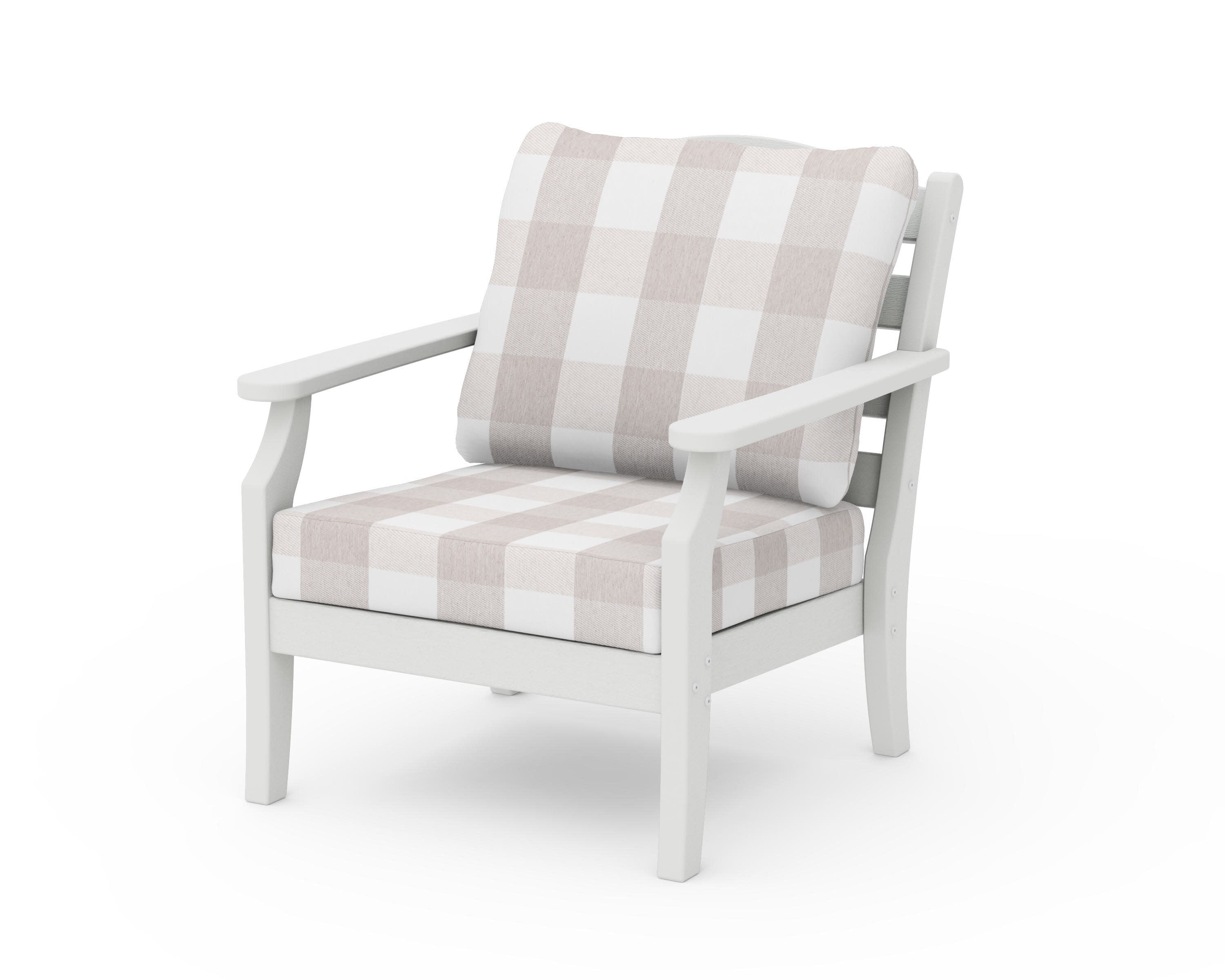 Savannah Deep Seating Chair in Vintage White / Buffalo Plaid Dune Burlap