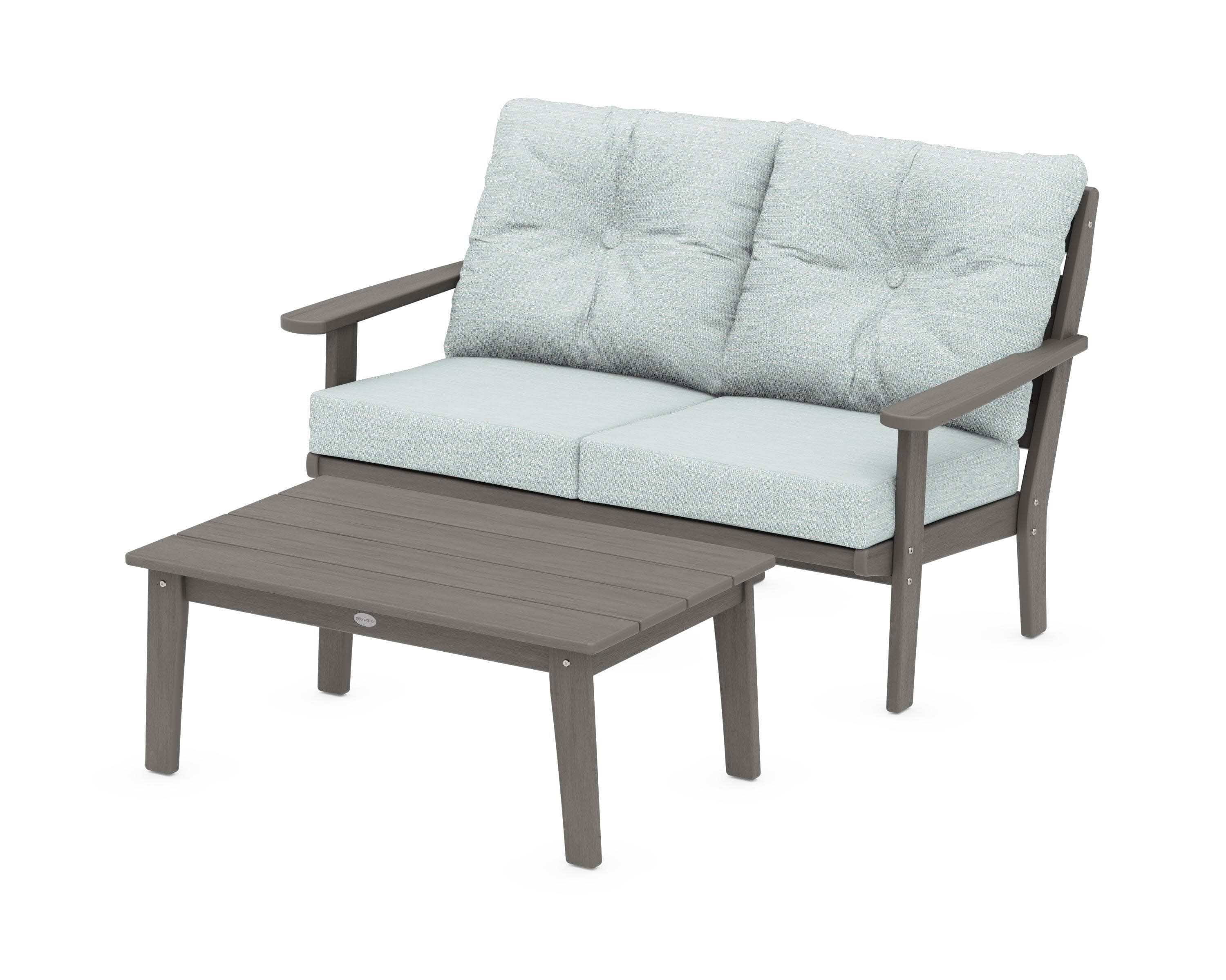 Lakeside 2-Piece Lounge Loveseat Set in Driftwood / Soothe Mist