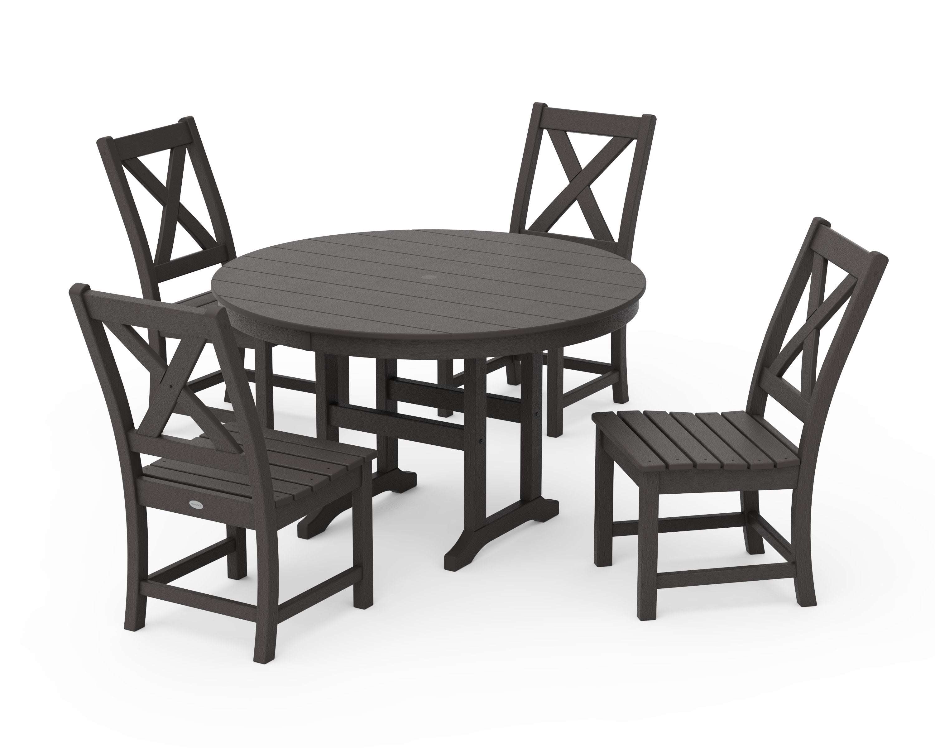 Braxton Side Chair 5-Piece Round Dining Set in Vintage Coffee