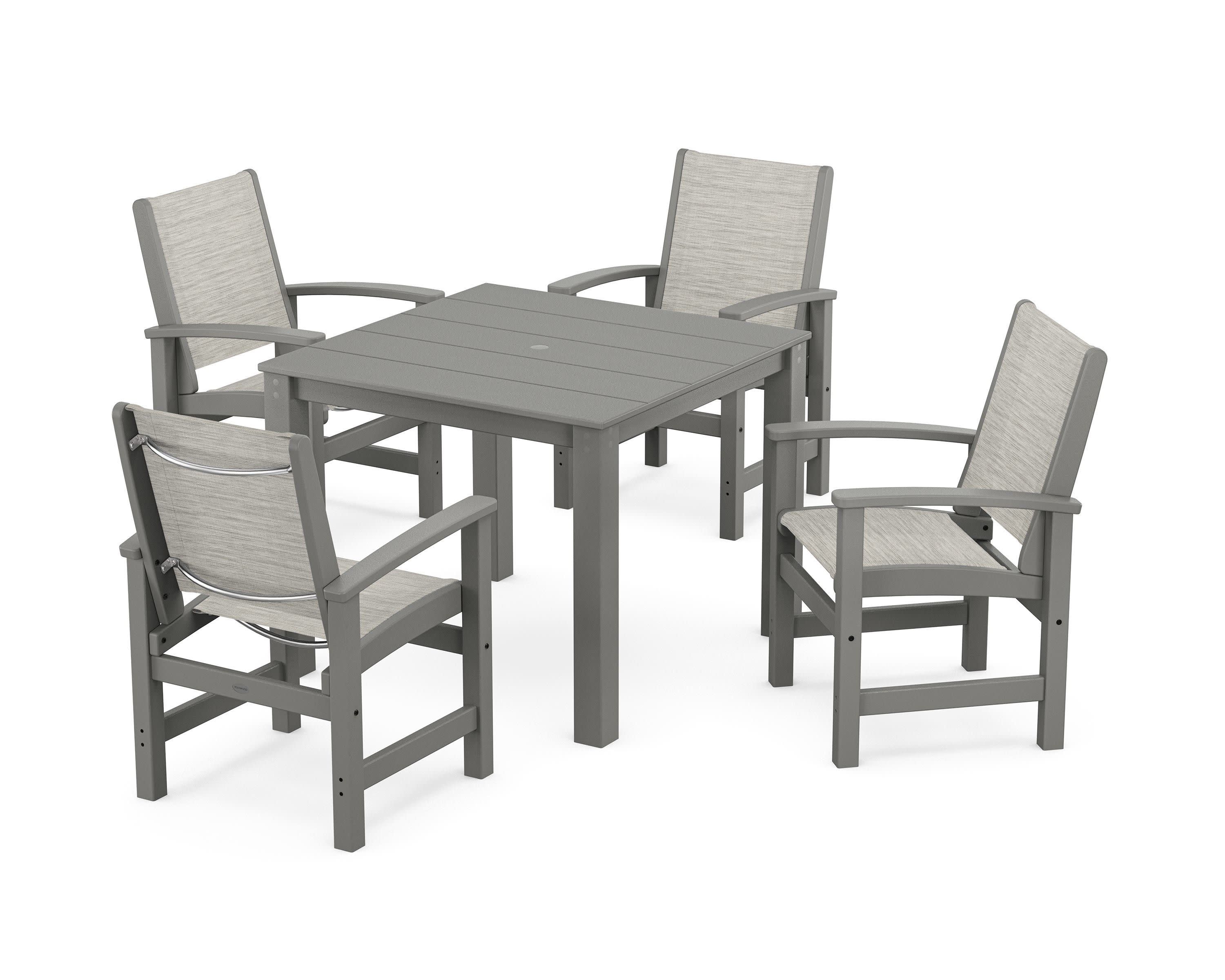 Coastal 5-Piece Parsons Dining Set in Slate Grey / Birch Sling