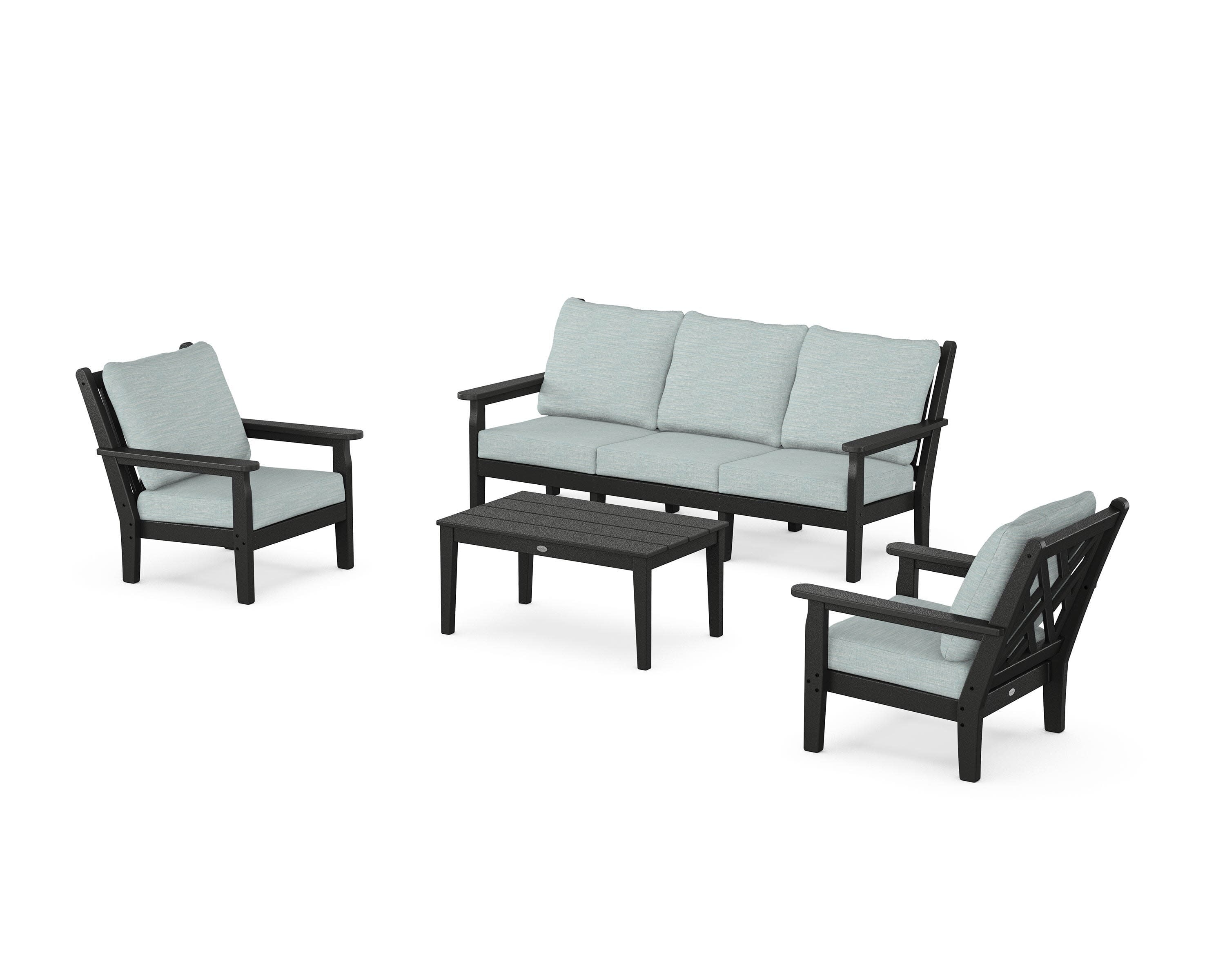 Chippendale 4-Piece Deep Seating Set with Sofa in Black / Soothe Mist