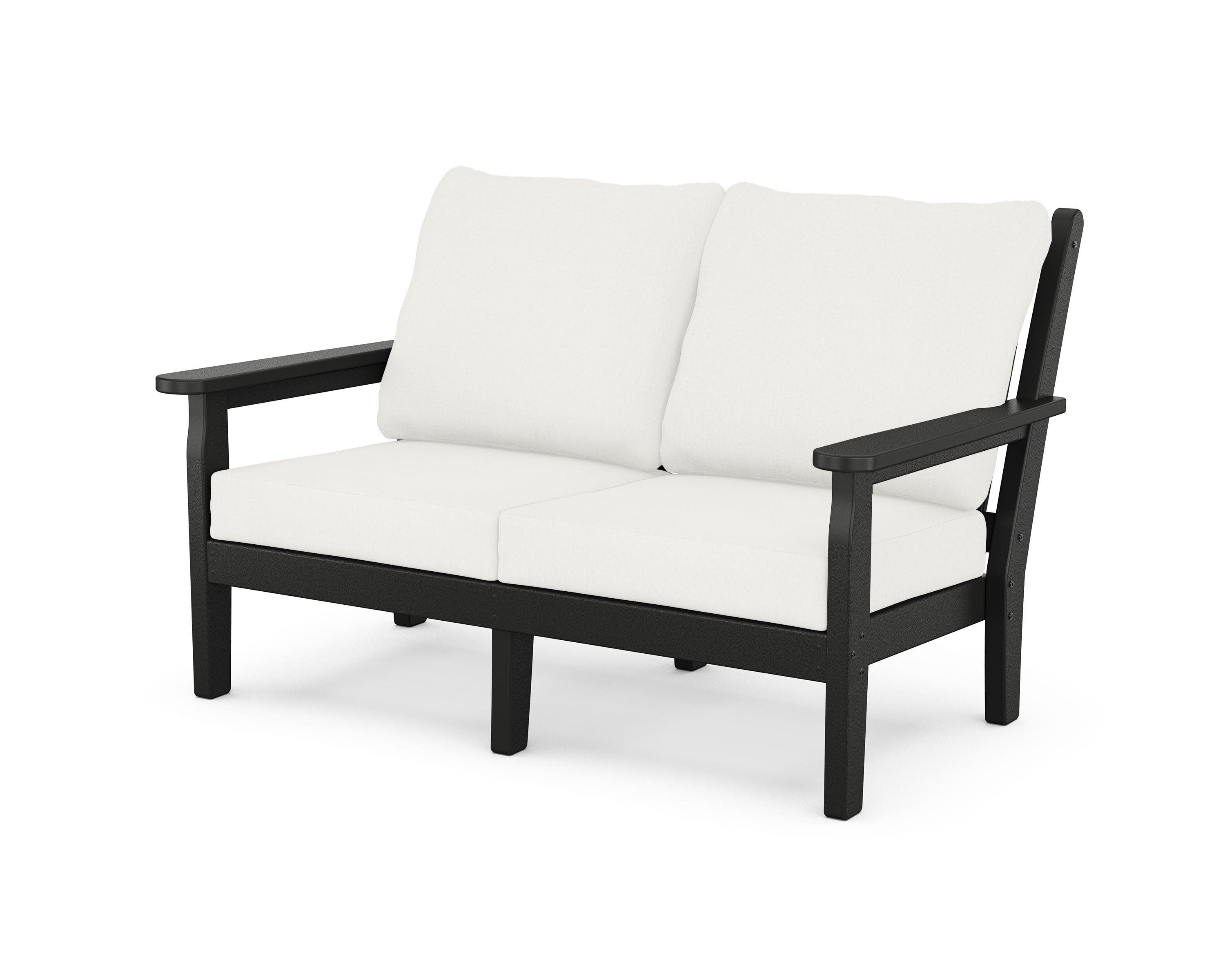Chippendale Deep Seating Loveseat in Black / Natural Linen