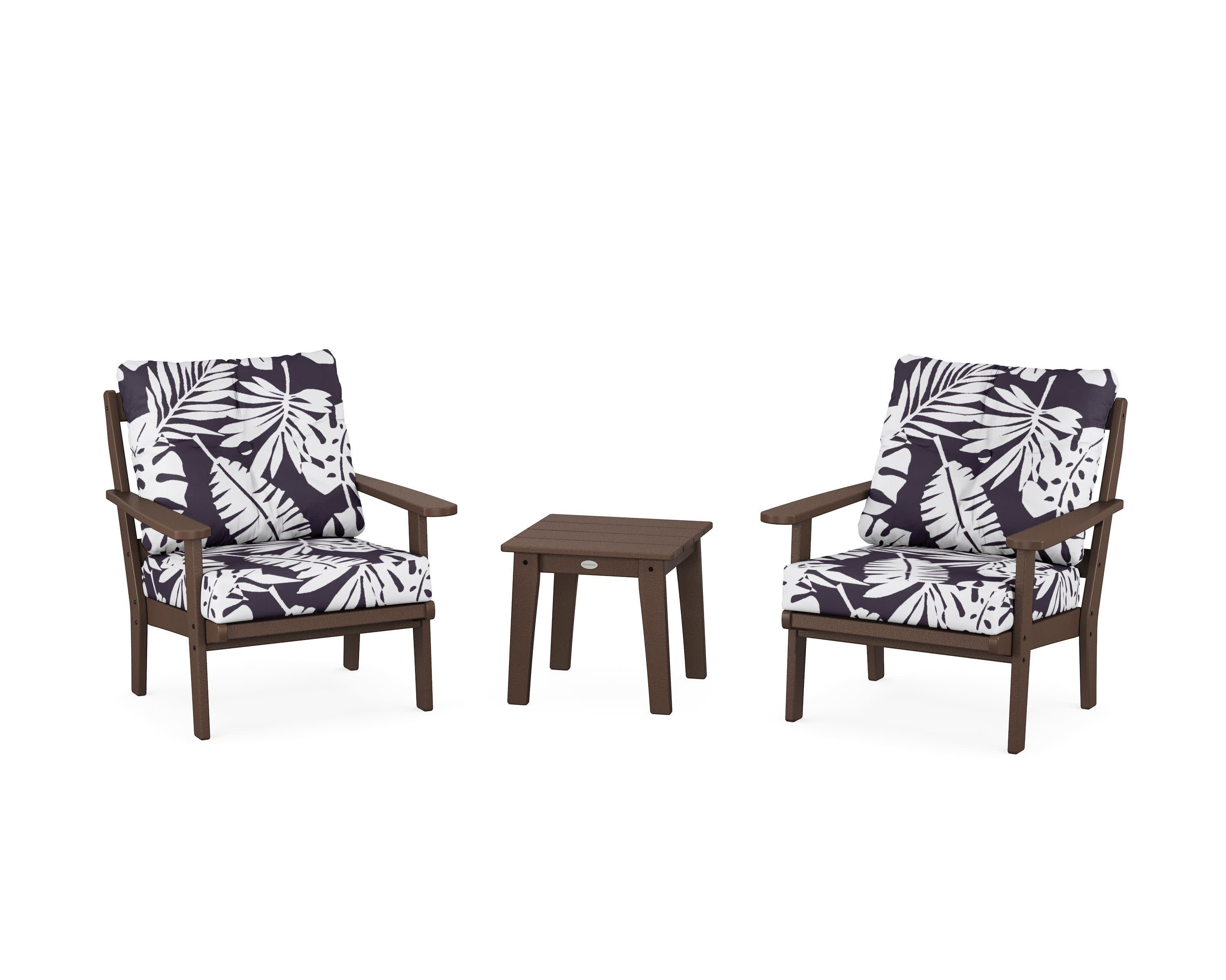 Mission 3-Piece Deep Seating Set in Mahogany / Leaf Navy