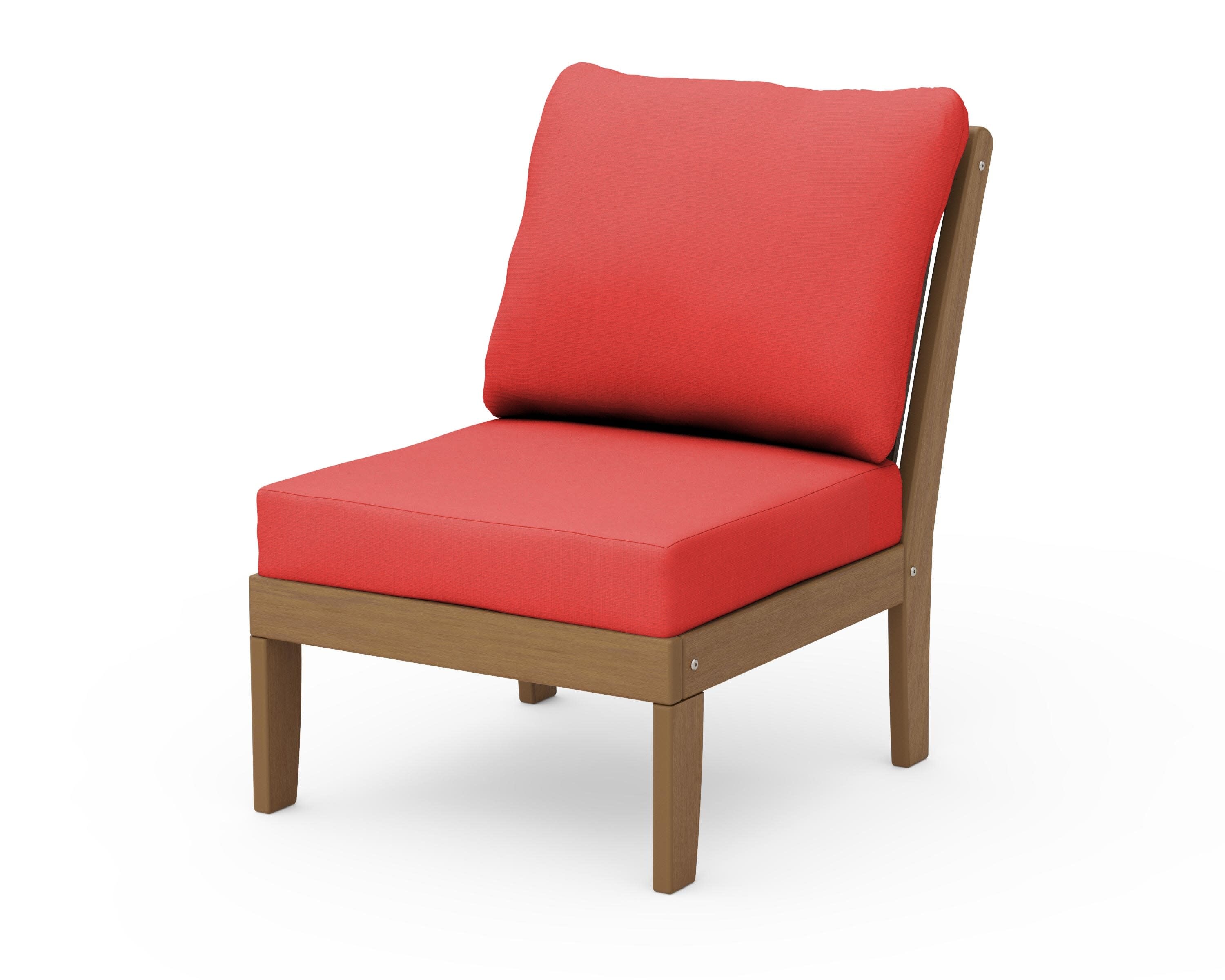 Braxton Modular Armless Chair in Natural / Crimson Linen