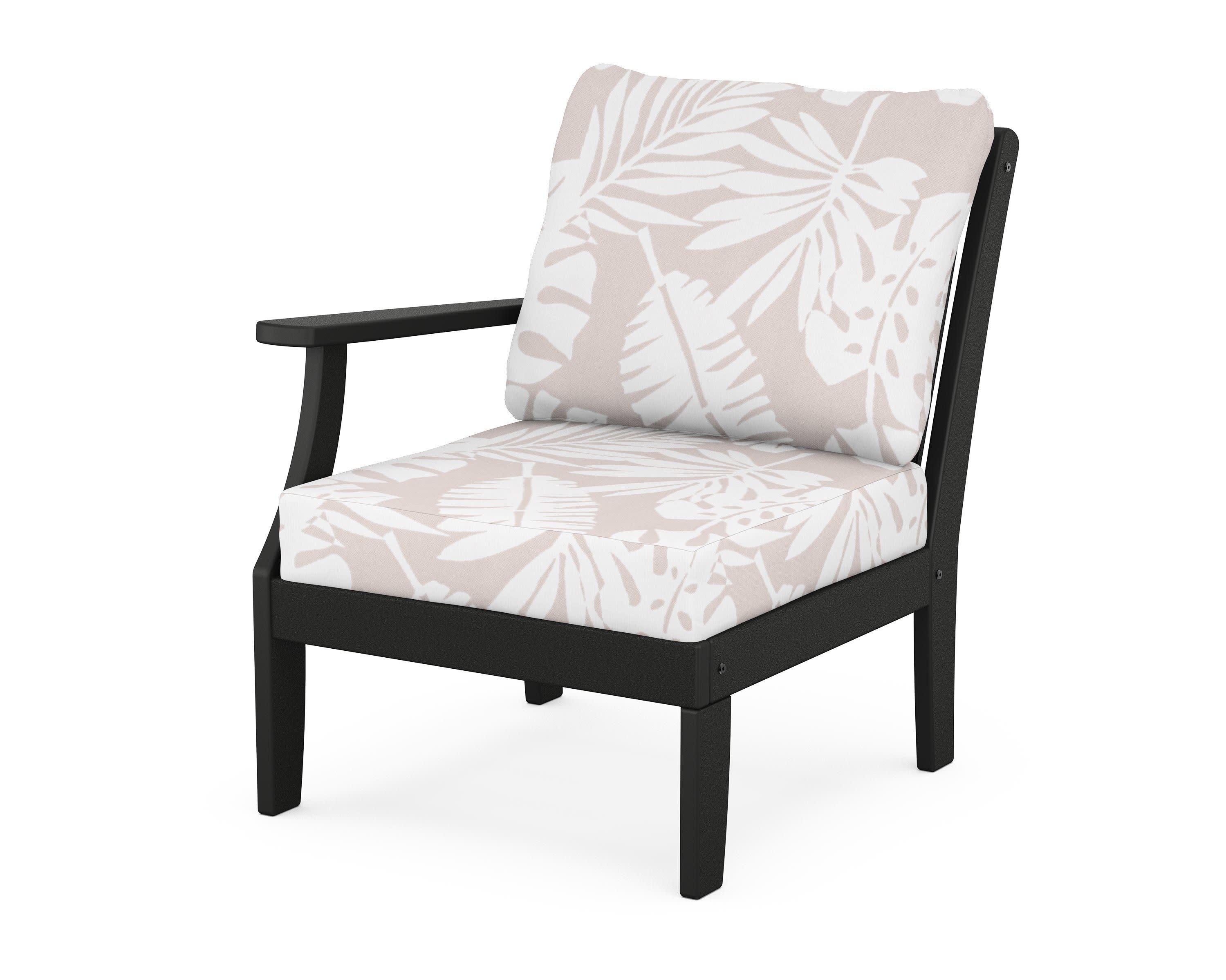 Braxton Modular Left Arm Chair in Black / Leaf Dune Burlap