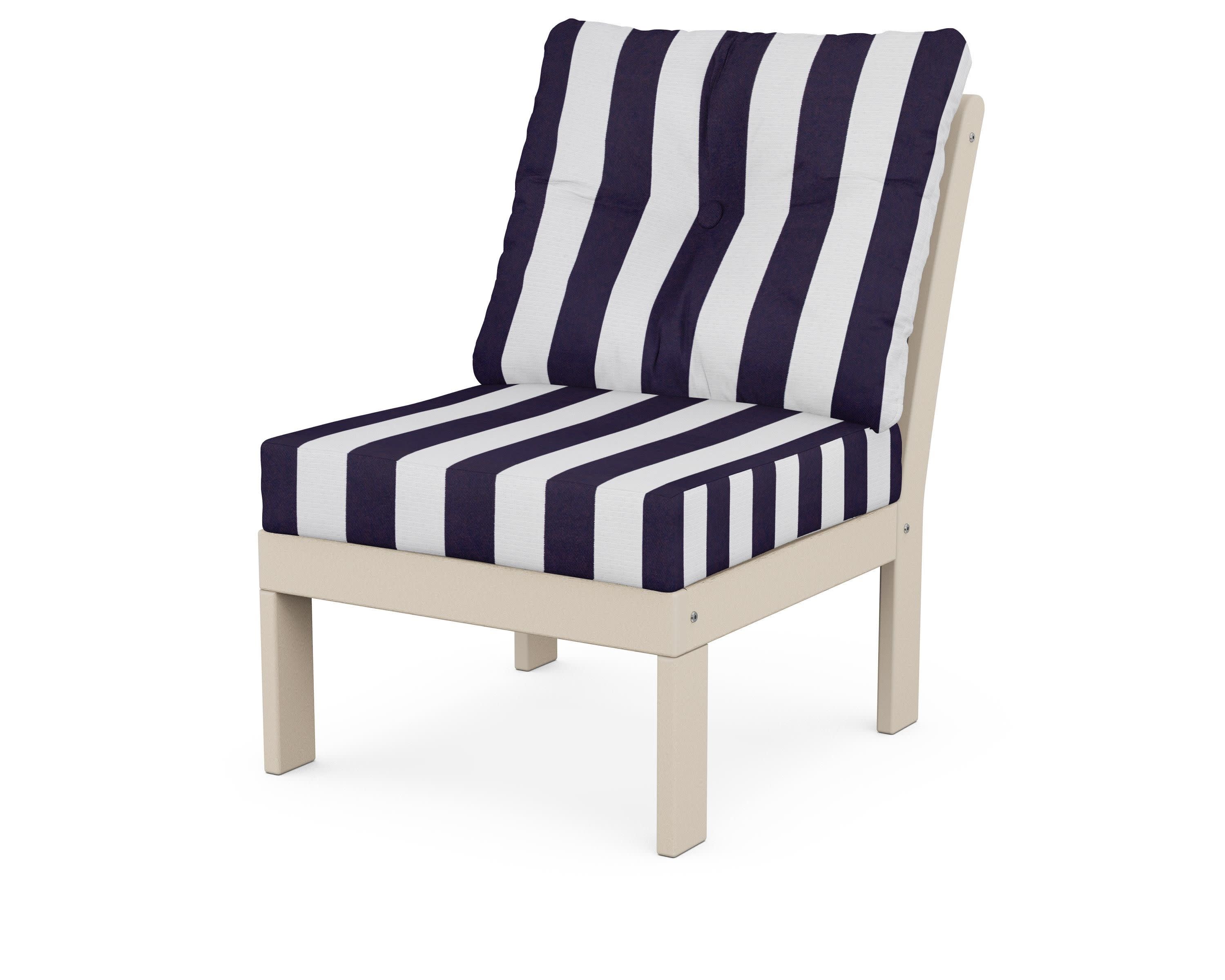 Vineyard Modular Armless Chair in Sand / Cabana Stripe Navy