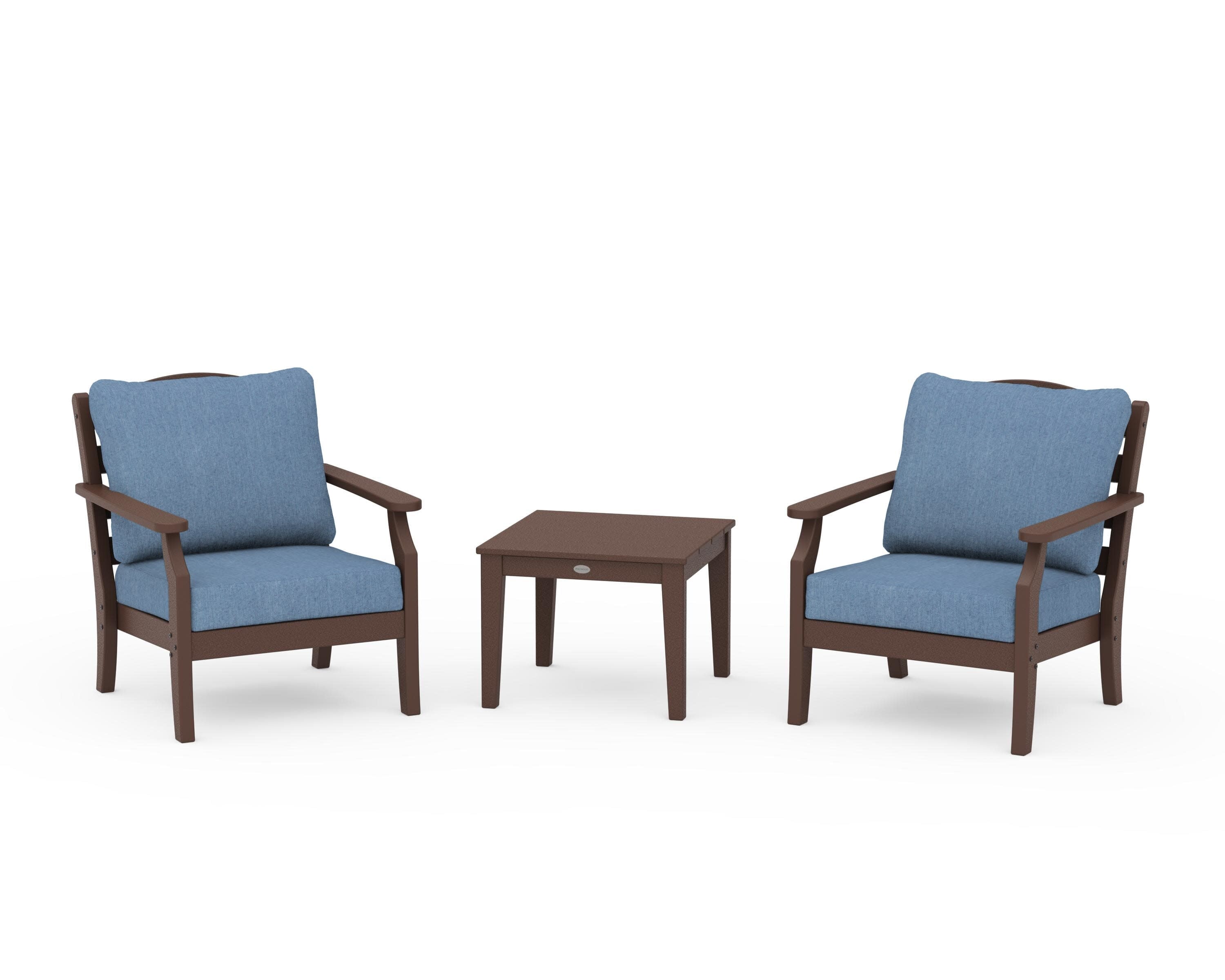 Savannah 3-Piece Deep Seating Set in Mahogany / Sky Blue