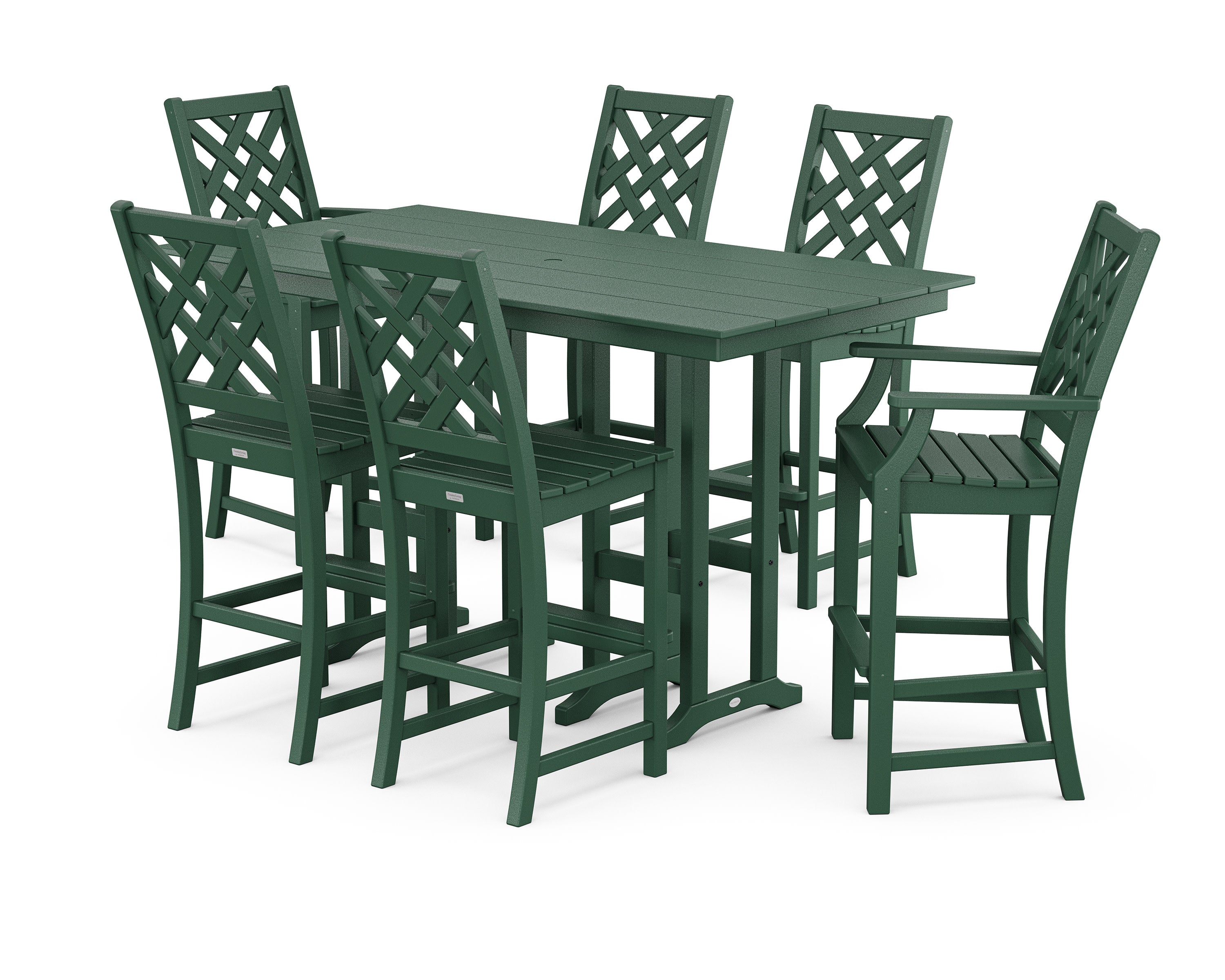 Wovendale 7-Piece Farmhouse Bar Set in Green