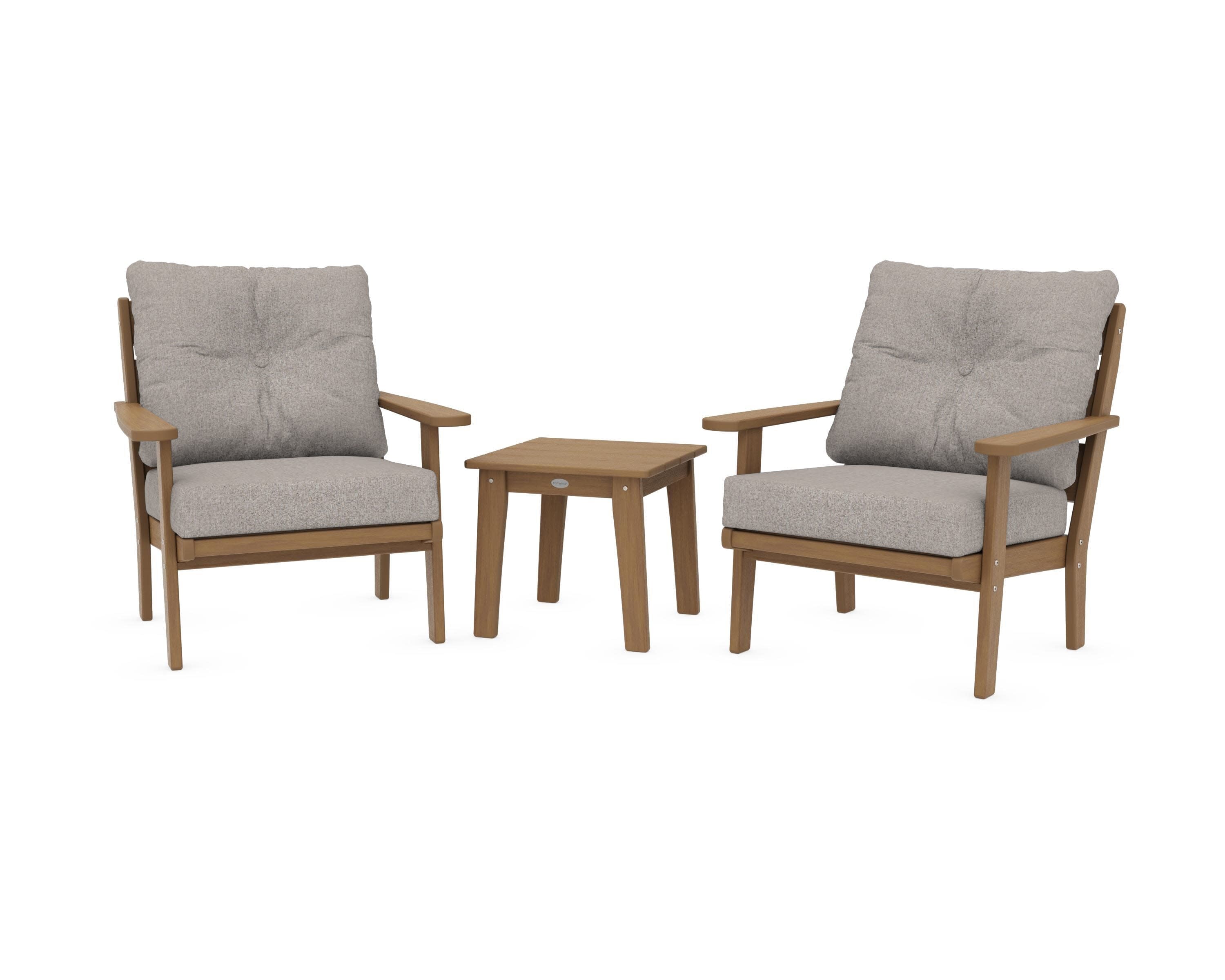 Lakeside 3-Piece Deep Seating Chair Set in Natural / Weathered Tweed