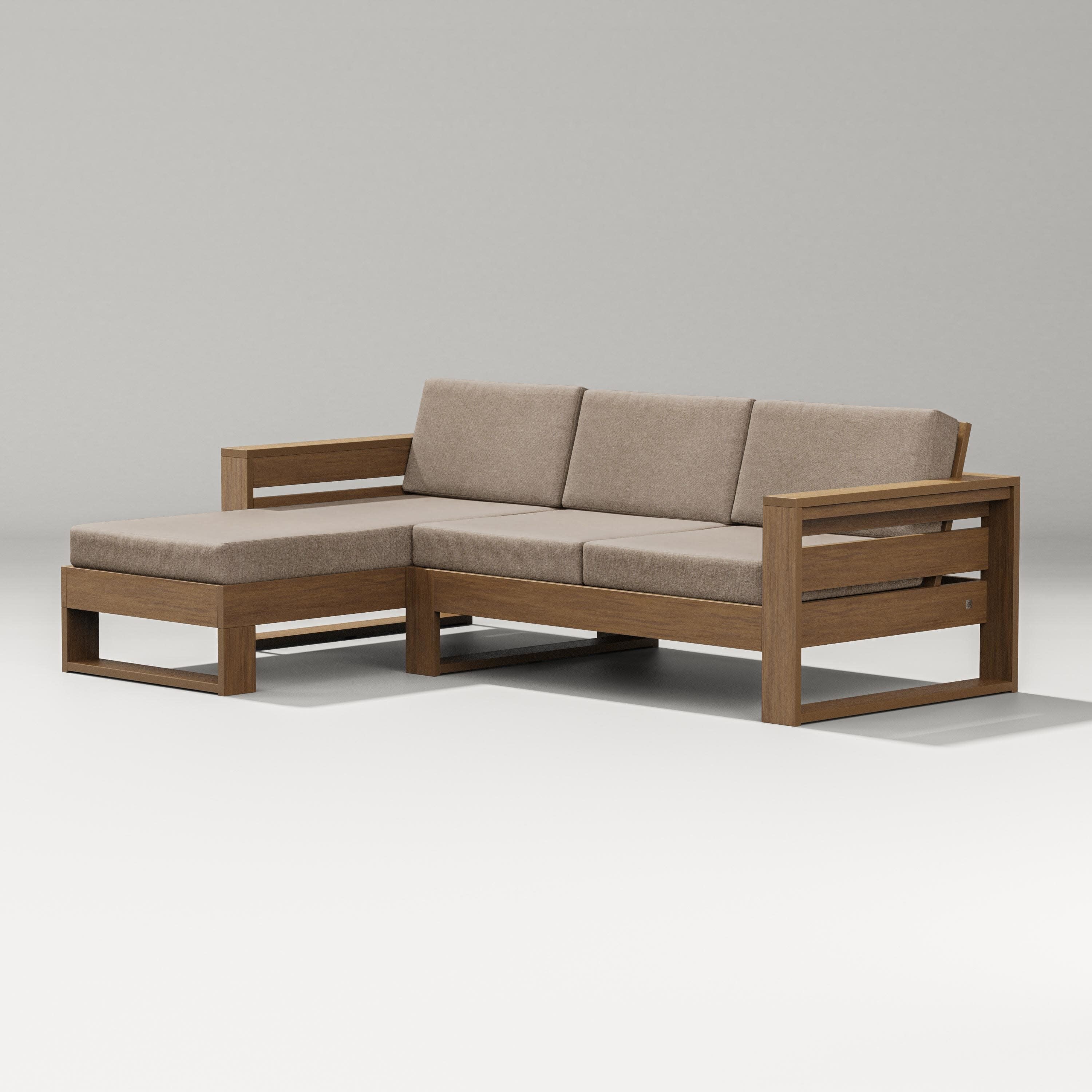 Latitude Left Chaise Sectional in Natural / Spiced Burlap